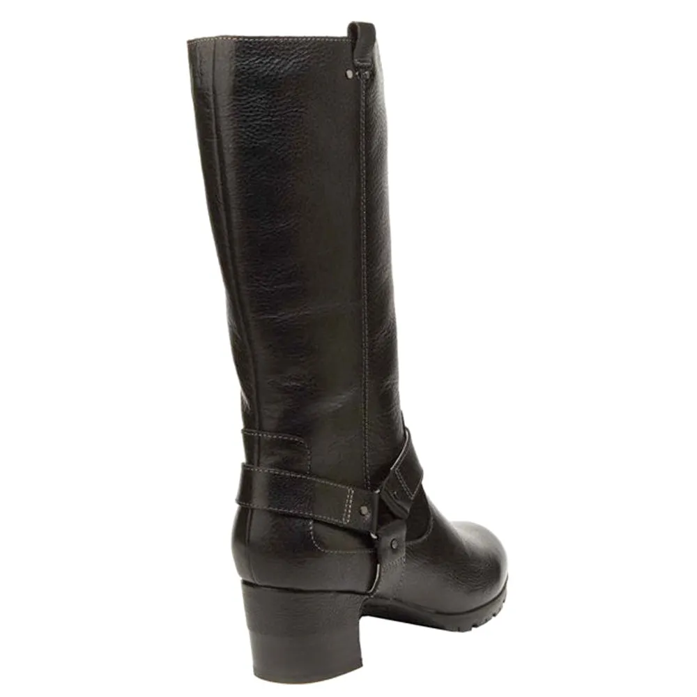 Brown Leather Knee High Boots Autumn Tall Zippered Boots