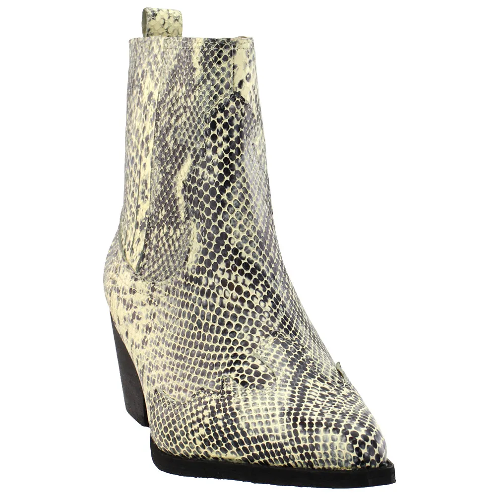 Avery Snake Pointed Toe Cowboy Booties Puss In Boots Hat