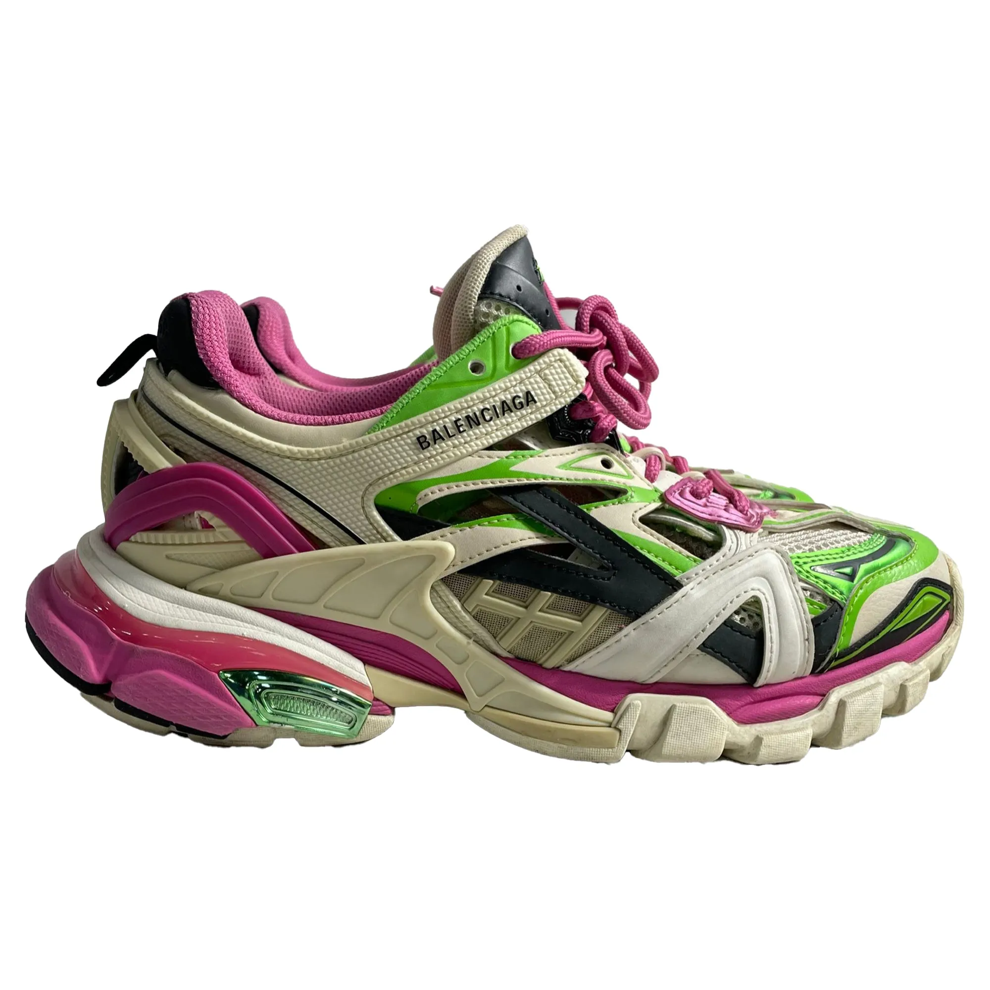 Sneakers No Laces Velcro Balenciaga Track.2 Sneakers in Pink Green Polyurethane