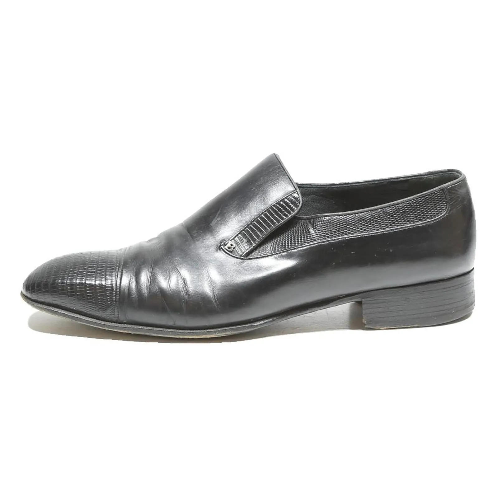 BALLY Mens Black Leather Slip-On Loafers UK 9.5 Designer Elegant Dress Shoes Jirai Kei Loafers