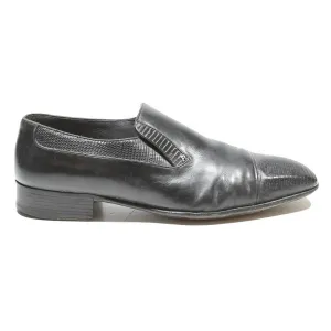 BALLY Mens Black Leather Slip-On Loafers UK 9.5 Designer Elegant Dress Shoes Tassel Penny Loafers