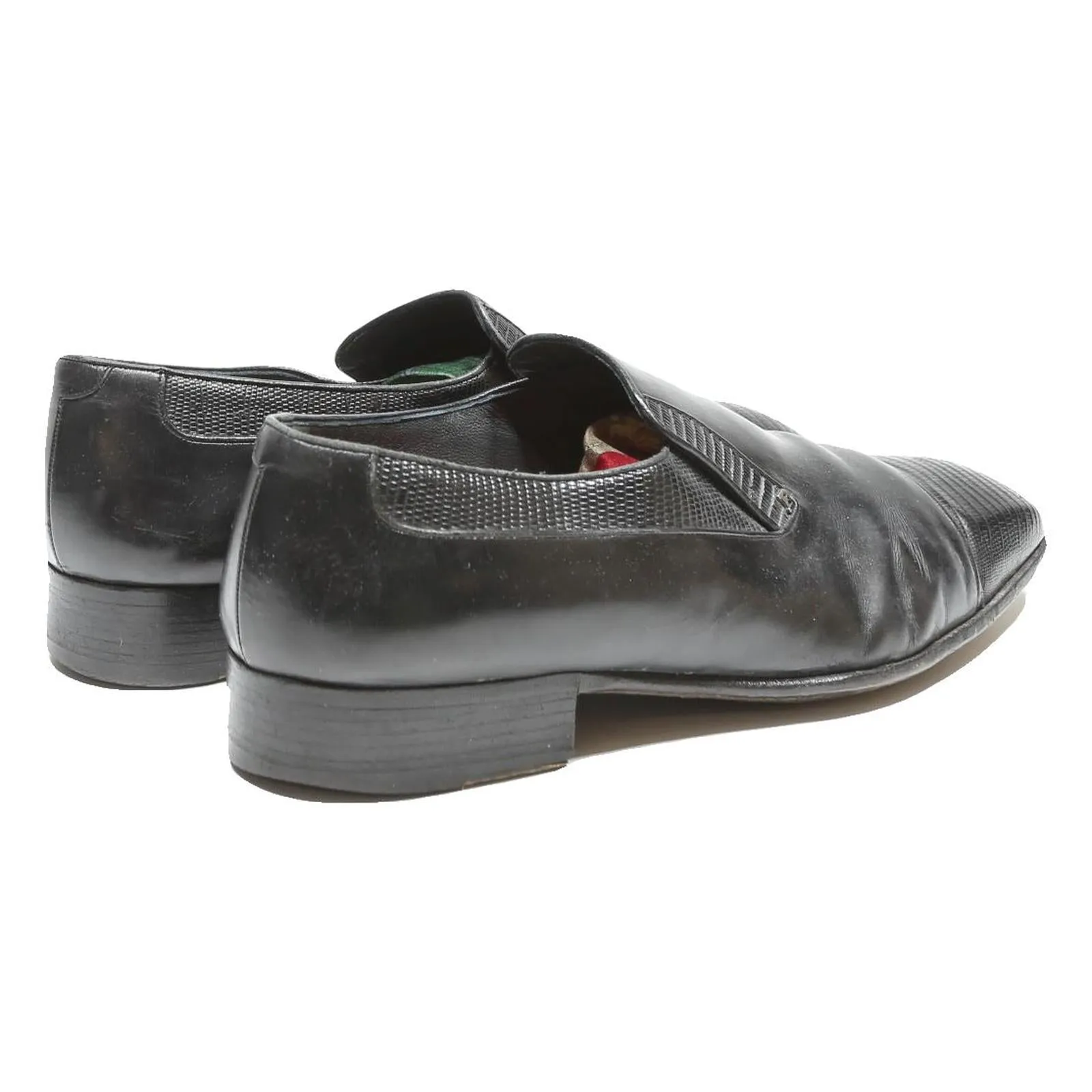 BALLY Mens Black Leather Slip-On Loafers UK 9.5 Designer Elegant Dress Shoes Leggings With Loafers