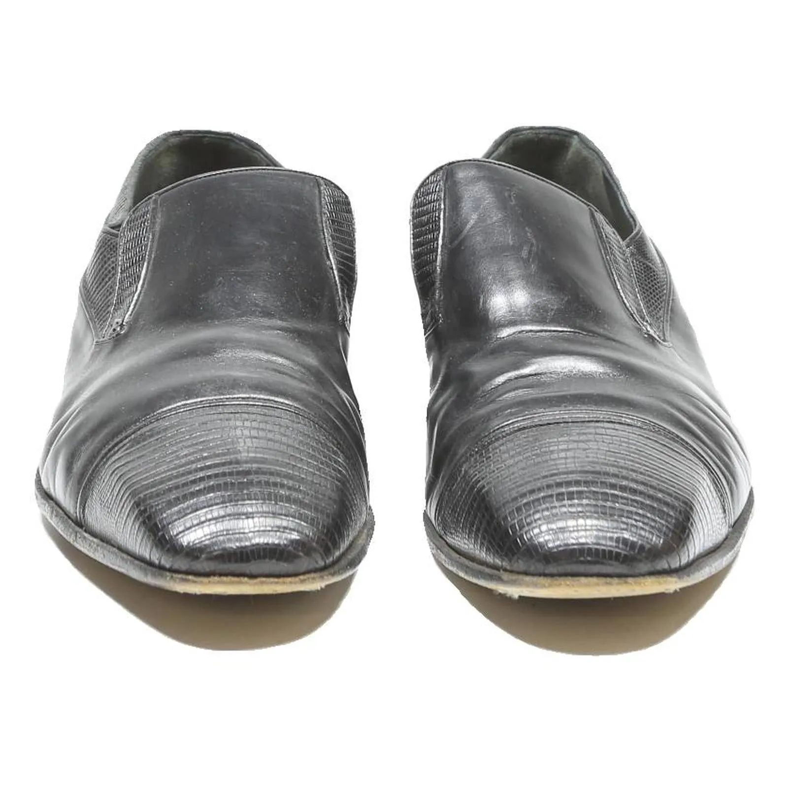 BALLY Mens Black Leather Slip-On Loafers UK 9.5 Designer Elegant Dress Shoes Used Loafers