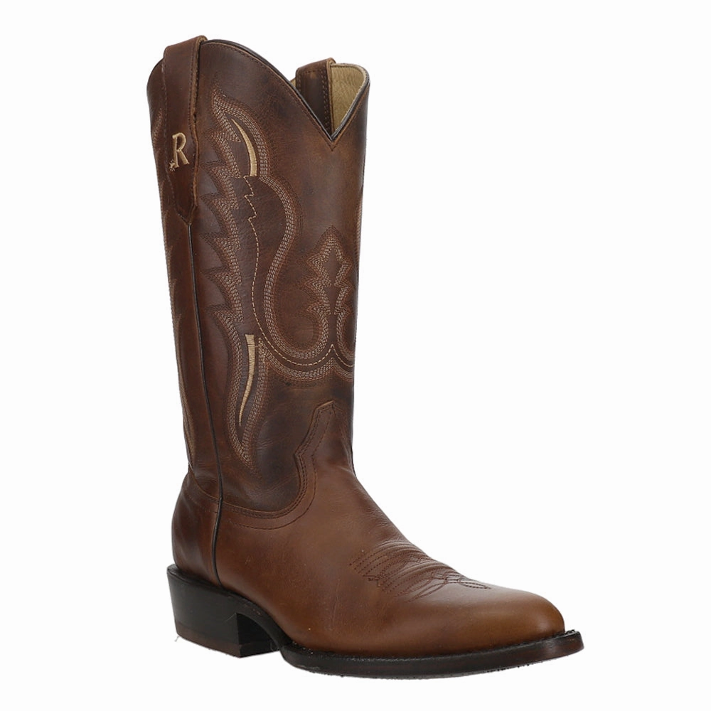 Bay Apache Embroidered Round Toe Cowboy Boots Lace Up Tall Boots
