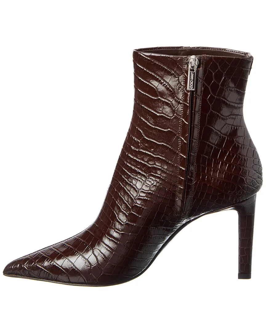 Wide Calf Leather Boots Jimmy Choo Frankie AB 85 Croc-Embossed Leather Bootie