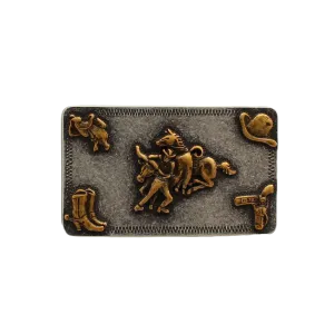 M&F Nocona Steer Wrestling Rectangle Belt Buckle 37598 Best Mc Boots