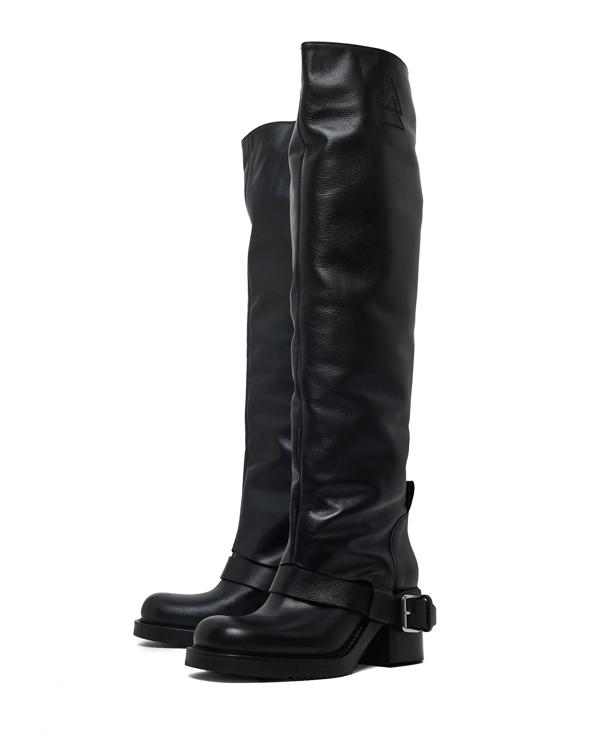 Tall Sharpe Biker Nero Boots Zipper Side