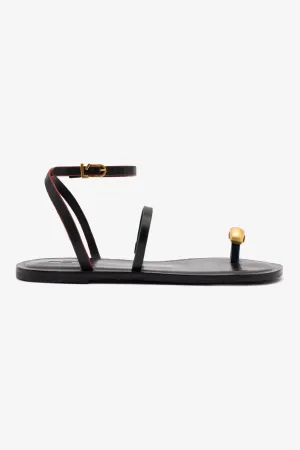Biarritz Flat Sandal In Black Leather High Top Flat Shoes
