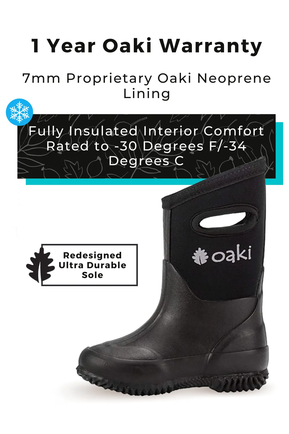 Black Neoprene Rain/Snow Boots Mucking Boots