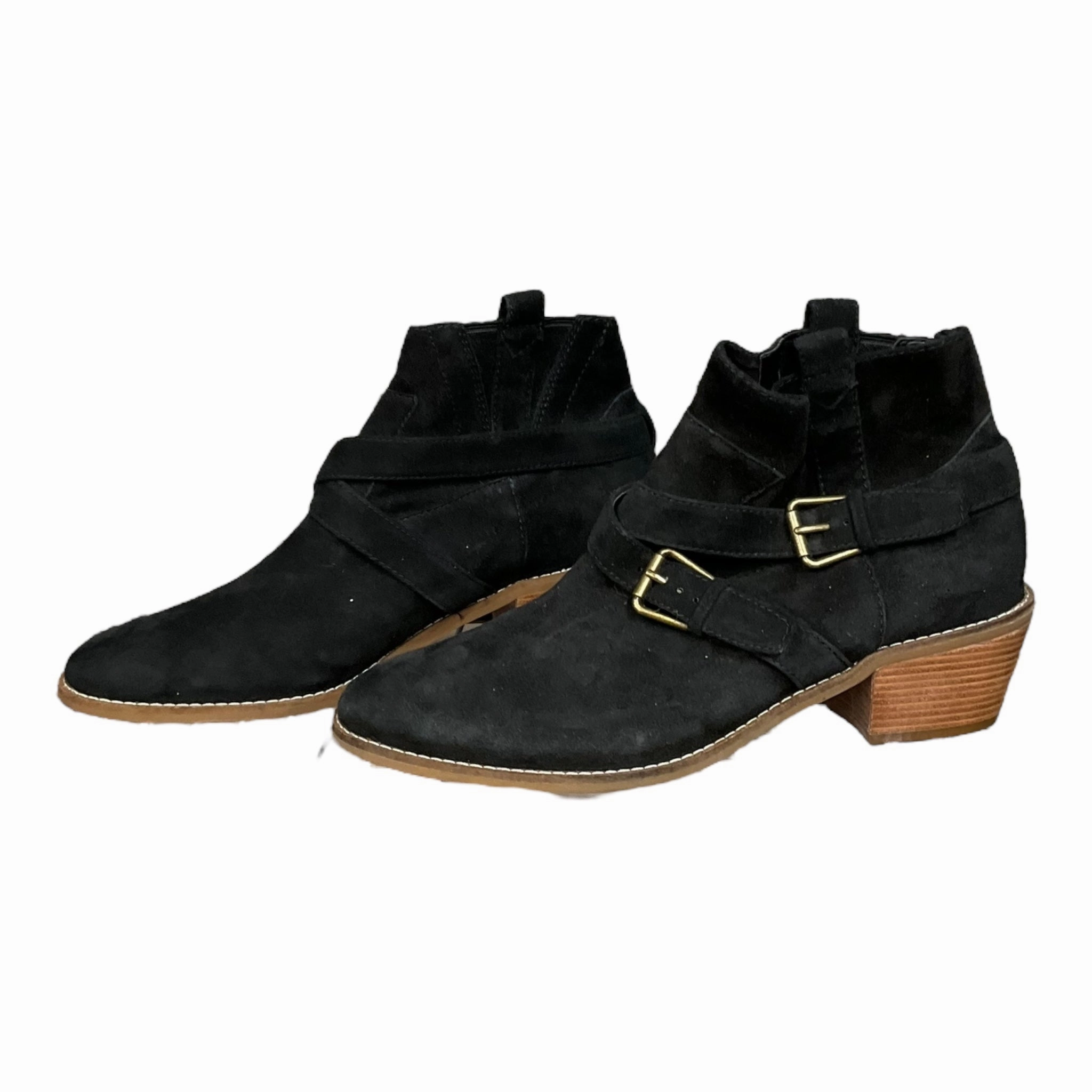 Tumbled Nubuck Leather Ankle Boots Black Boots Ankle Heels Cole-haan, Size 9