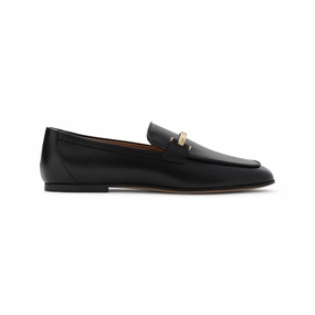 Black Leather Loafers With Subtle Gold Accents Loafers For Beach