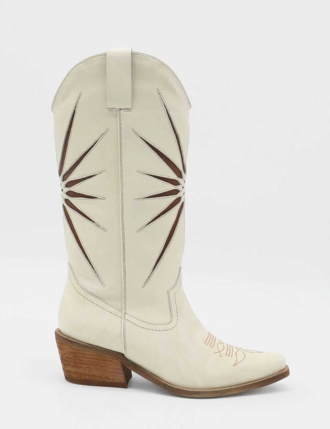 Insulated Rubber Boots Moonrise western cowboy boots in off white leather womens shoes