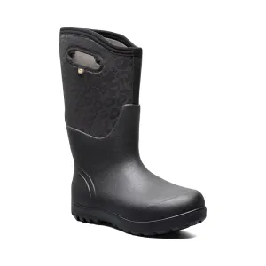 Platform Over The Knee Boots Bogs Women's Neo-Classic Tonal Leopard Waterproof Pull On Boots (Black)