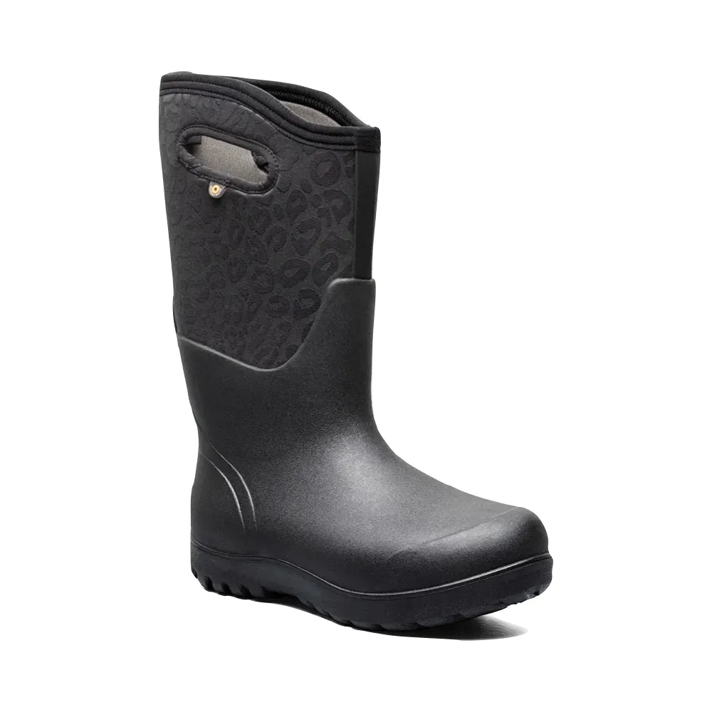 Boots Everest Bogs Women's Neo-Classic Tonal Leopard Waterproof Pull On Boots (Black)