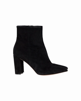 Gianvito Rossi Pointed-Toe Ankle Boots in Black Suede Leather Ankle Boots Sale
