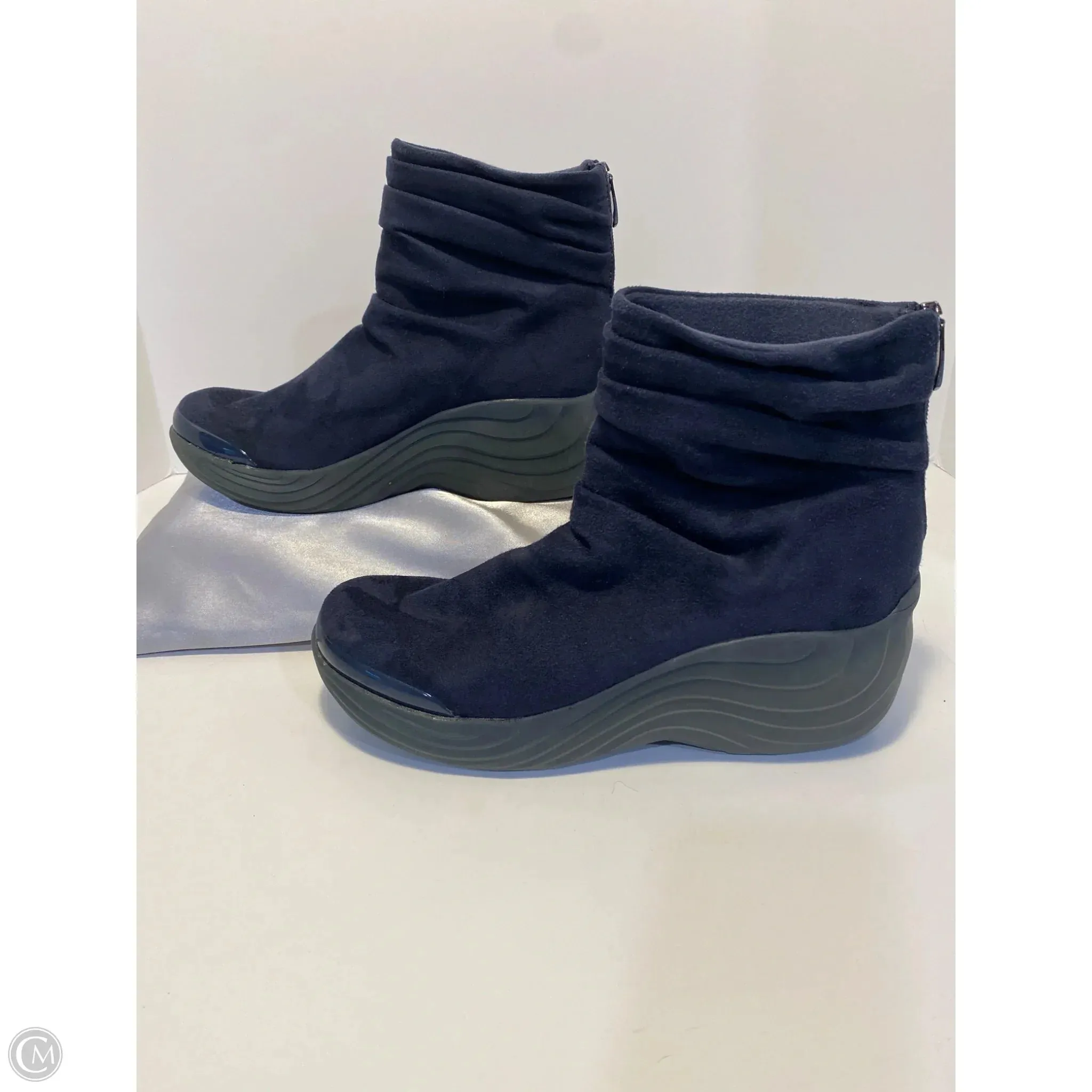 Boots Ankle Flats By Bzees In Blue, Size: 9 Block Heel Suede Ankle Boots