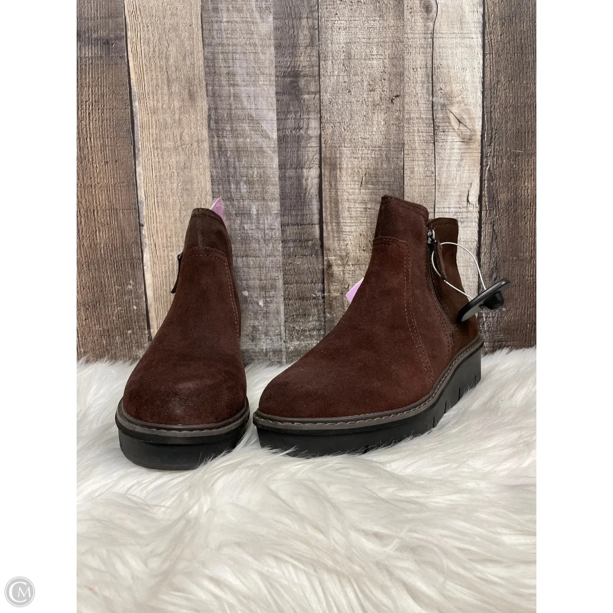 Boots Ankle Flats By Clarks In Brown, Size: 7 Cheap Fringe Ankle Boots