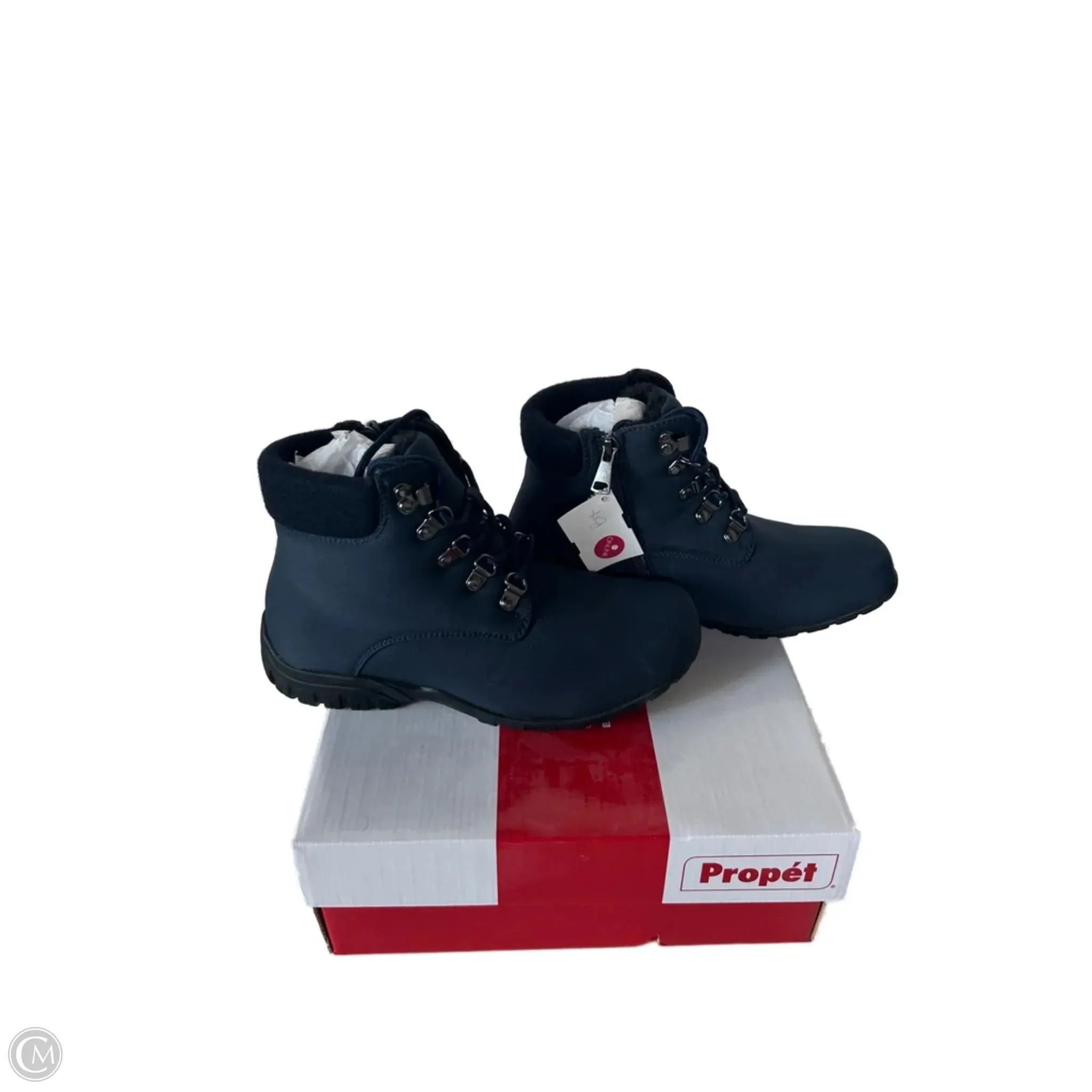 Suede Ankle Boots With Heel Boots Ankle Flats By Clothes Mentor In Blue, Size: 7