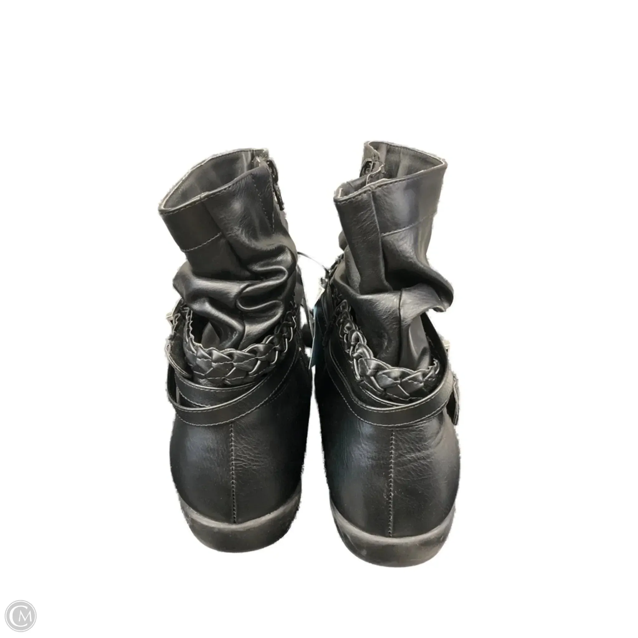 Flat Ankle Boots With Buckles Boots Ankle Flats By Comfortview In Black, Size: 11