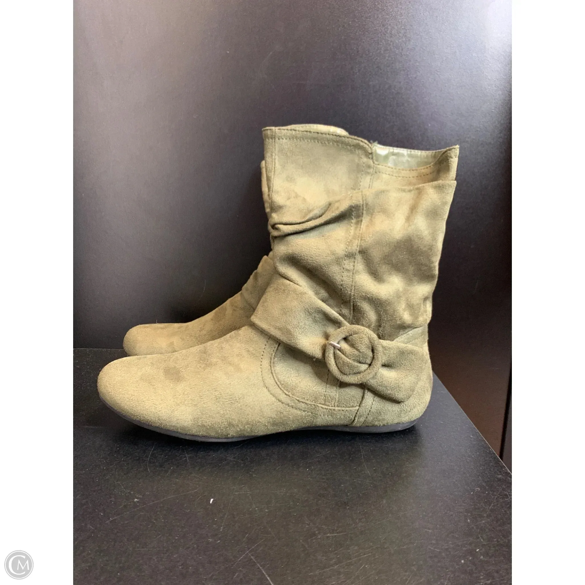 Ankle Boots With Mini Skirt Boots Ankle Flats By Herstyle In Green, Size: 11