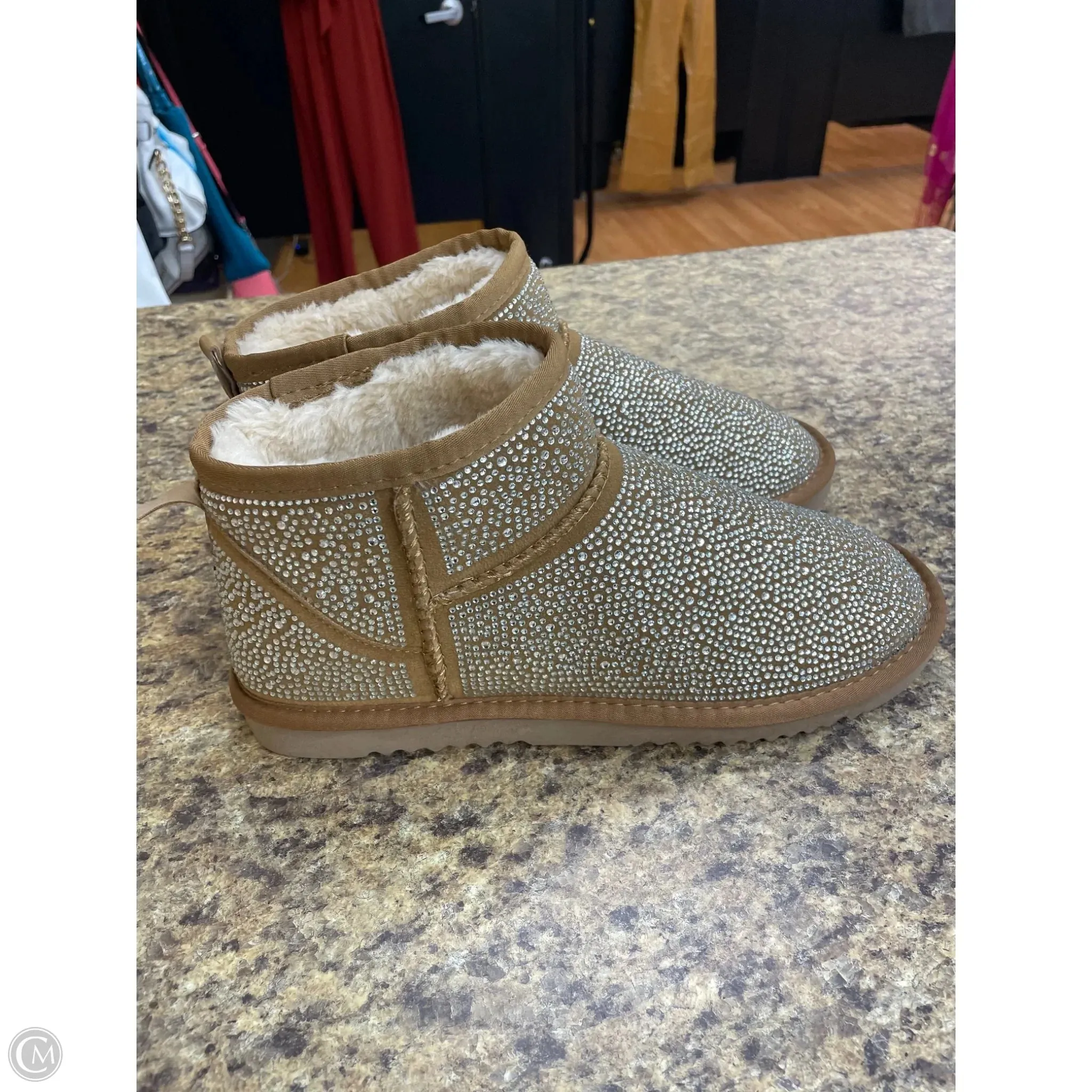 Fit Strap Decor Ankle Boots Boots Ankle Flats By Inc In Tan, Size: 11