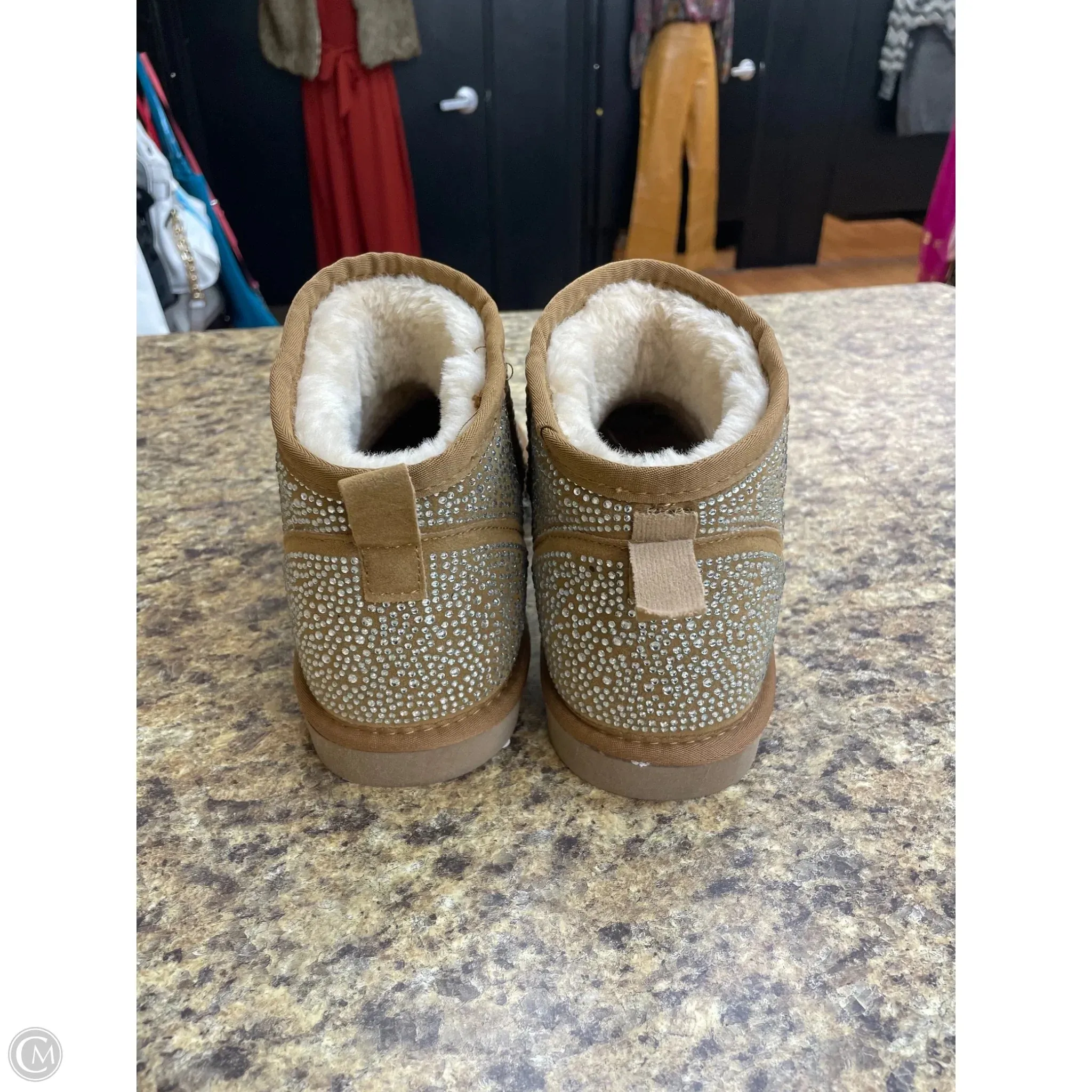 Boots Ankle Flats By Inc In Tan, Size: 11 Studded Biker Ankle Boots