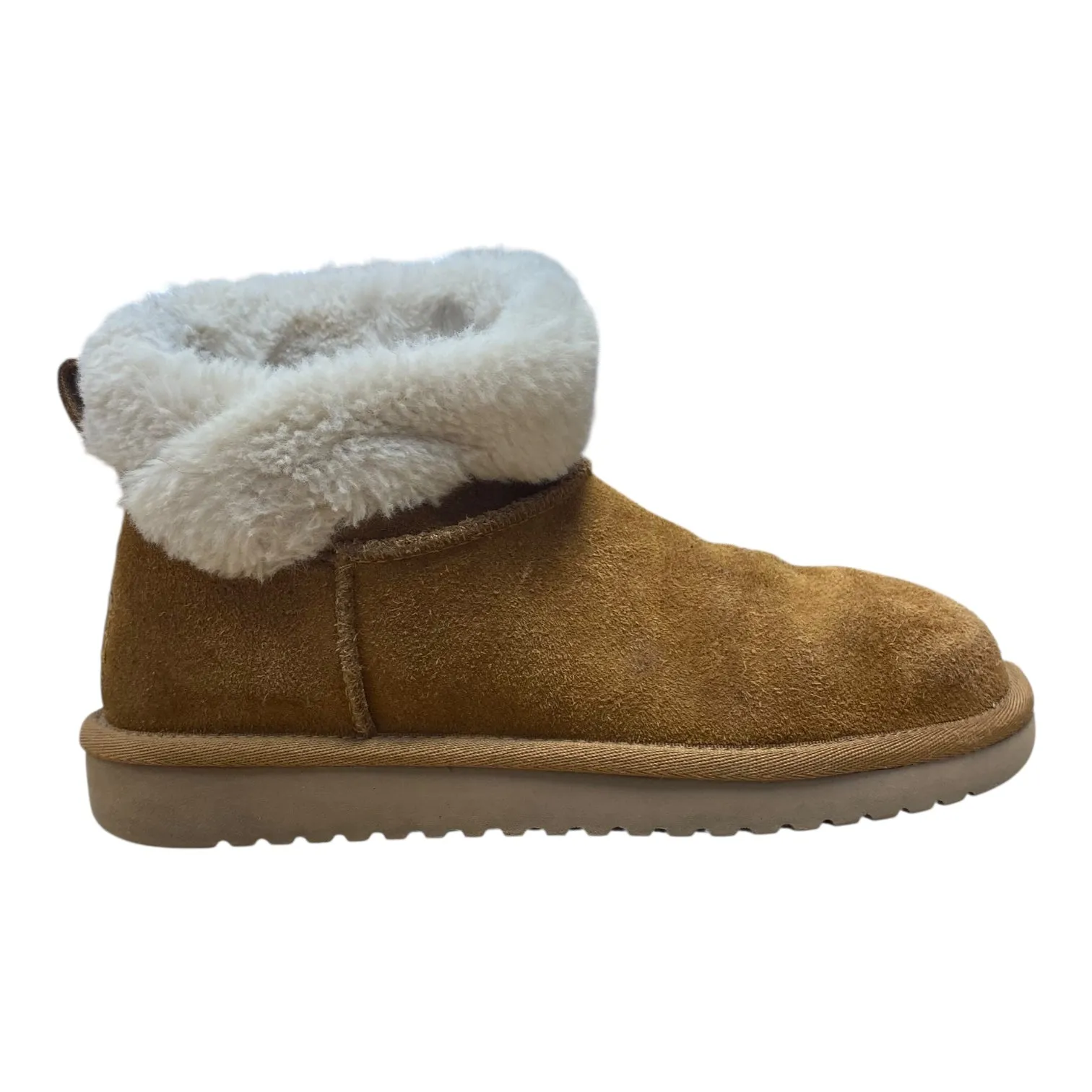 Exaggerated Tread Sole Leather Ankle Boots Boots Ankle Flats By Koolaburra By Ugg In Tan, Size:6