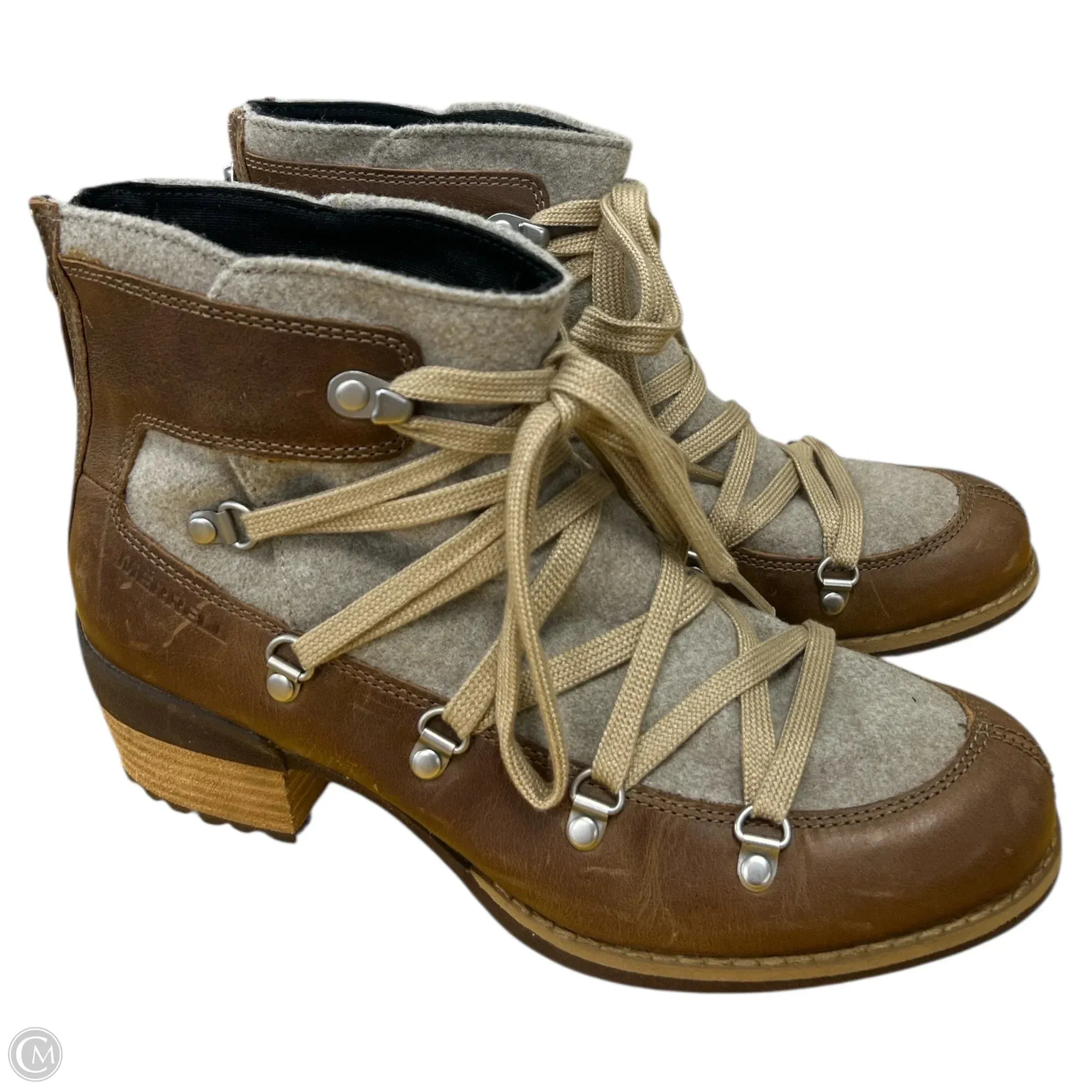 Boots Ankle Flats By Merrell In Tan, Size: 8 Size 12 Ankle Boots