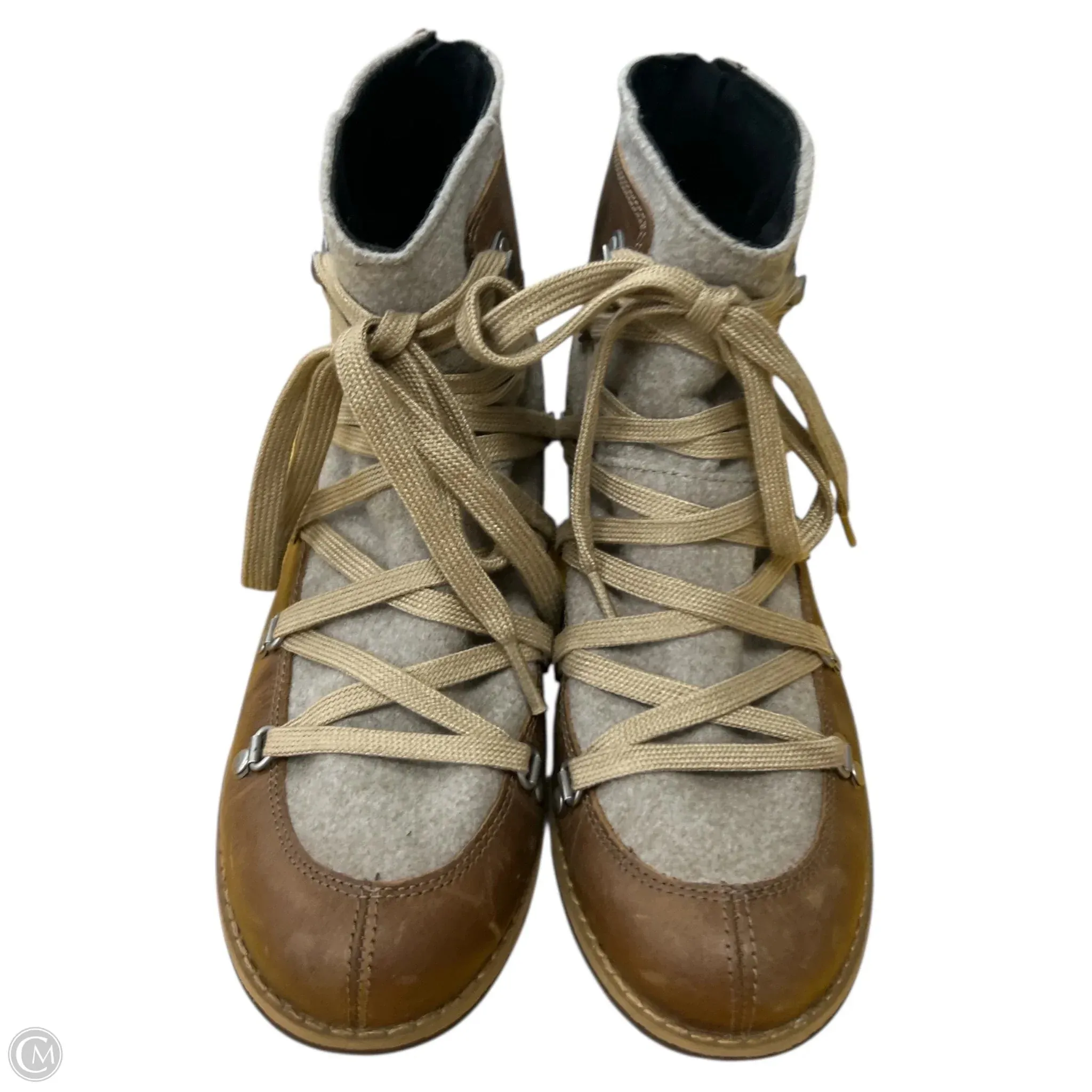 The Row Zip-front Leather Ankle Boots Boots Ankle Flats By Merrell In Tan, Size: 8