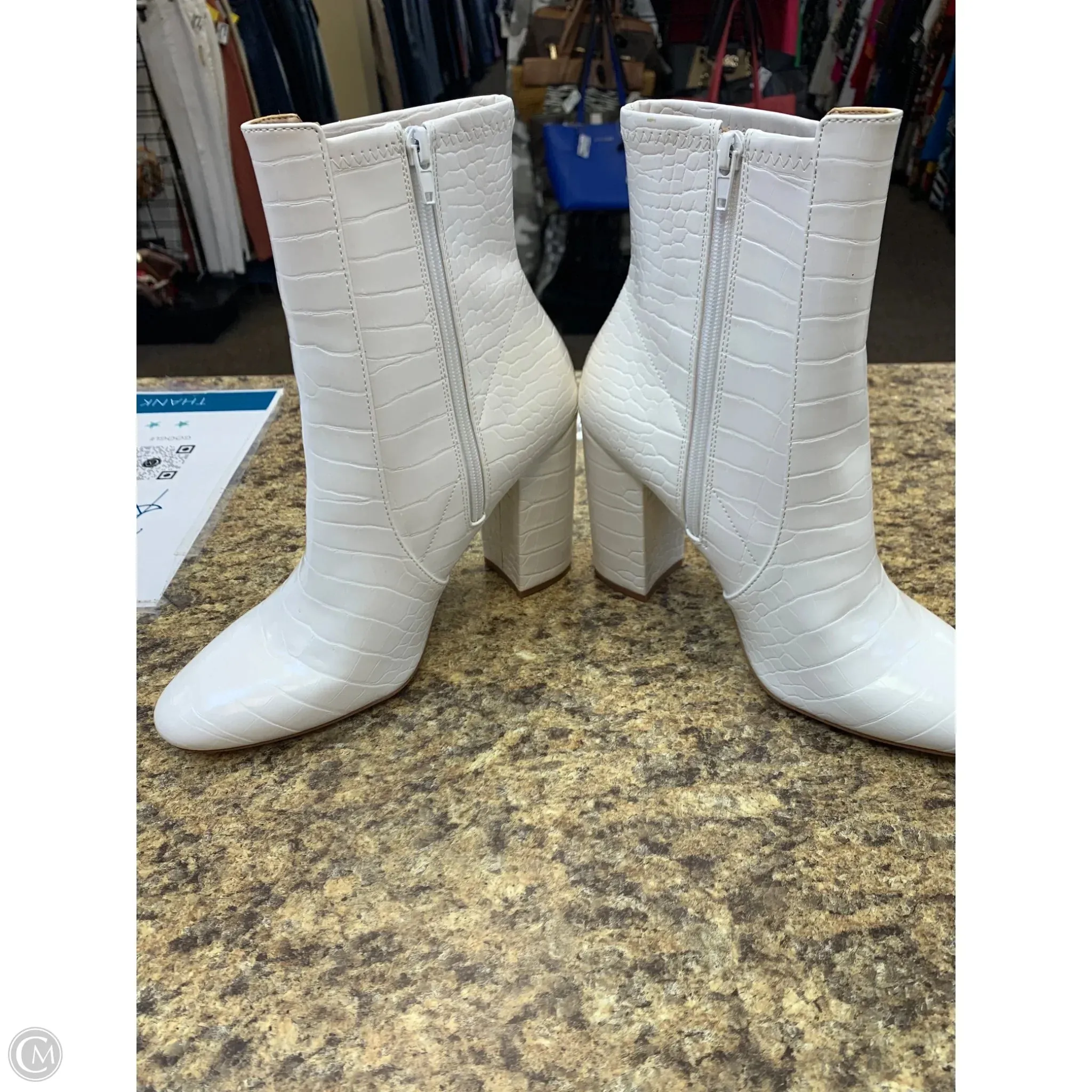 Boots Ankle Heels By Aldo In White, Size: 10 Ankle Boots With Thin Heel