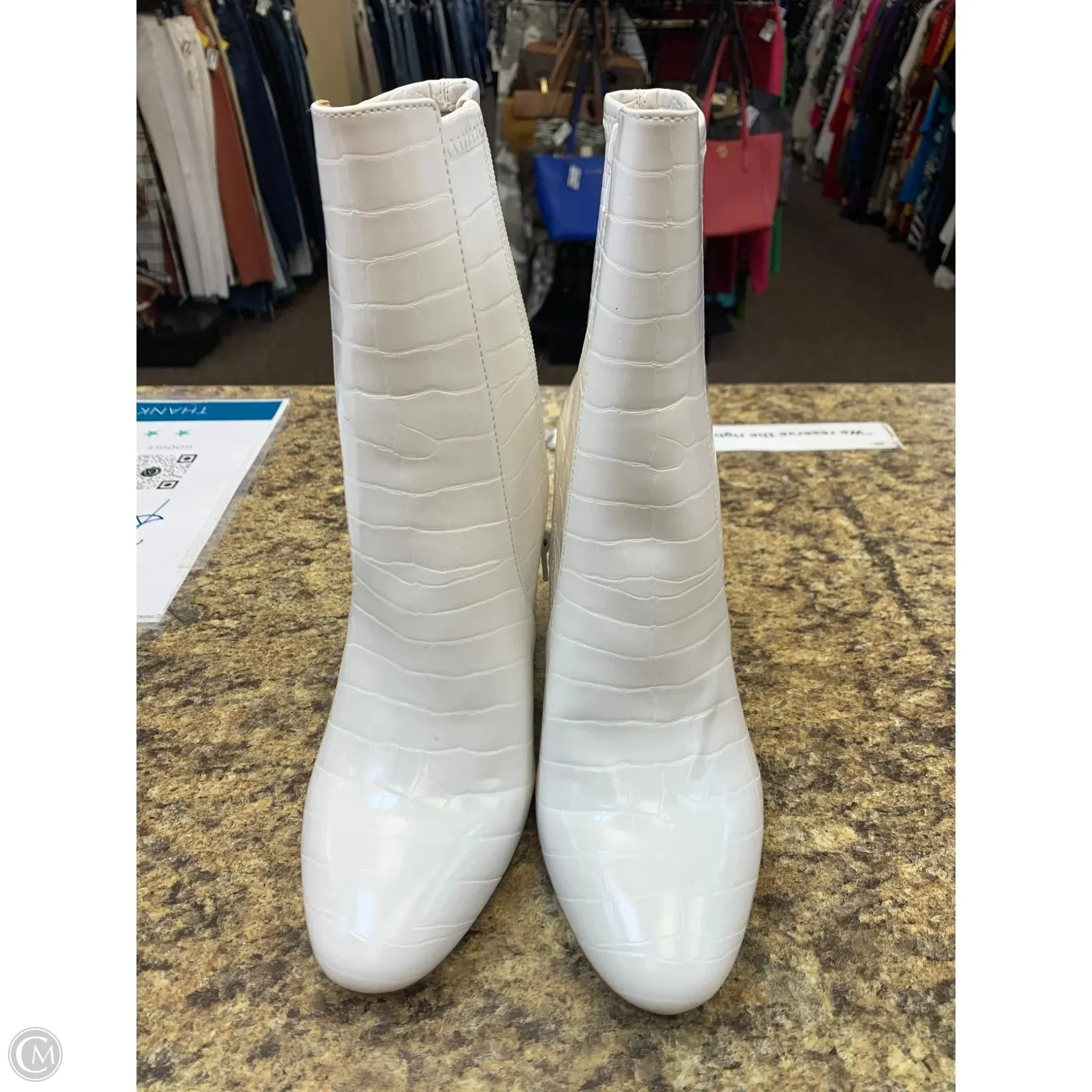 Fur Lined Lace Up Ankle Boots Boots Ankle Heels By Aldo In White, Size: 10