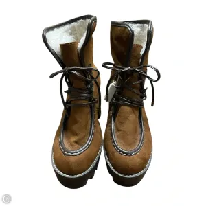 Vintage Check And Leather Ankle Boots Boots Ankle Heels By Bamboo In Brown, Size: 8.5