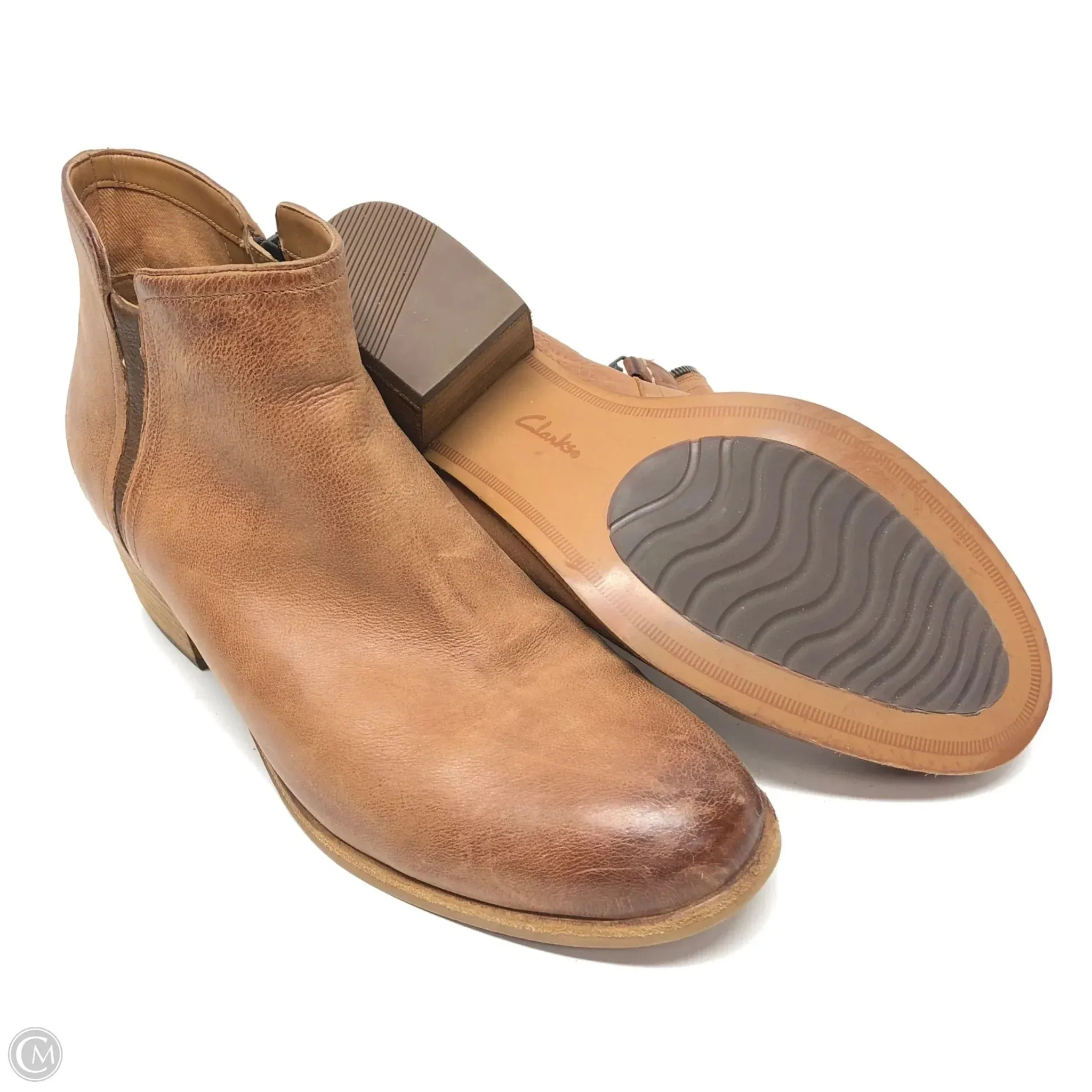 Waterproof Lace-up Ankle Boots Boots Ankle Heels By Clarks In Brown, Size: 11