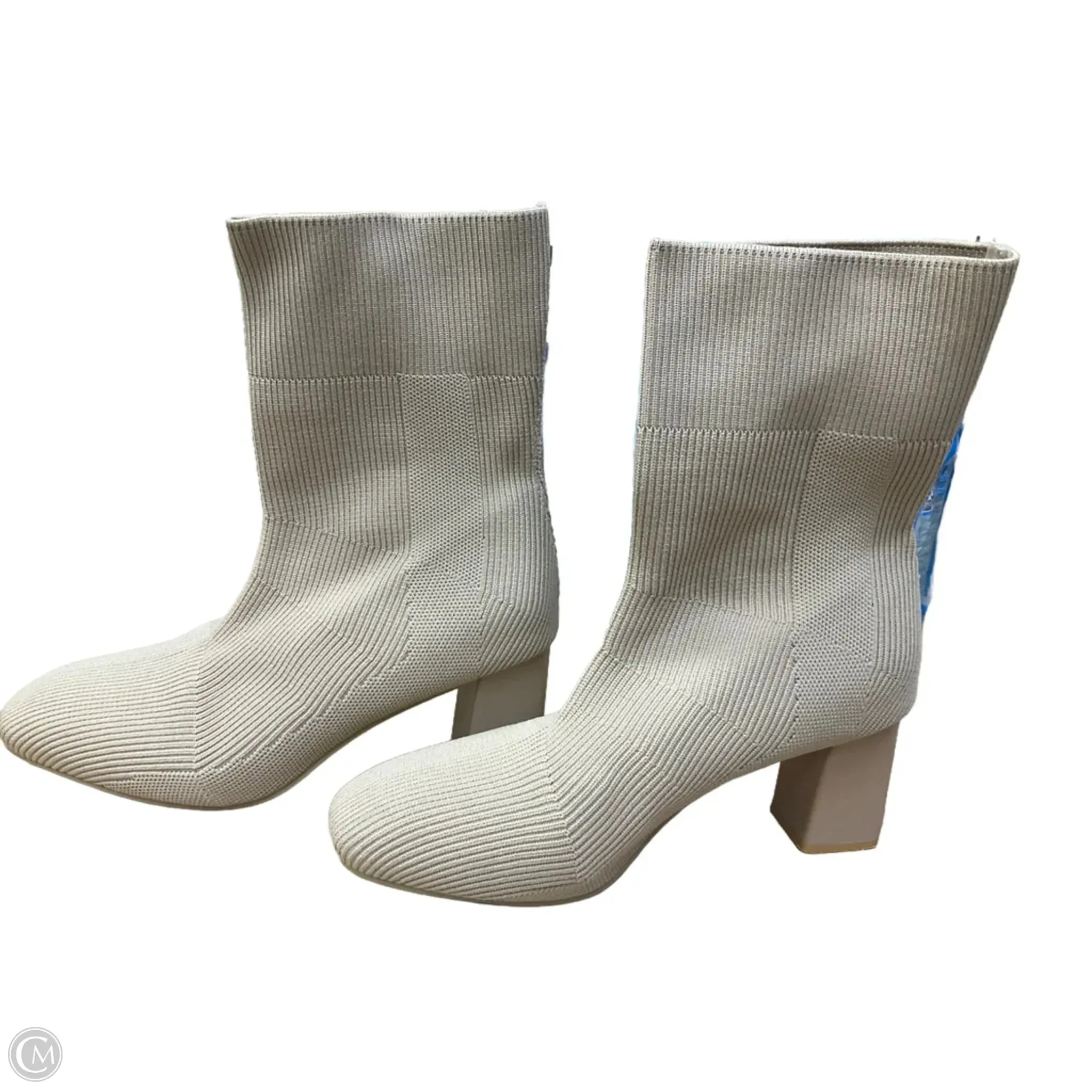 Ankle High Rain Boots Boots Ankle Heels By Cme In Cream, Size: 10