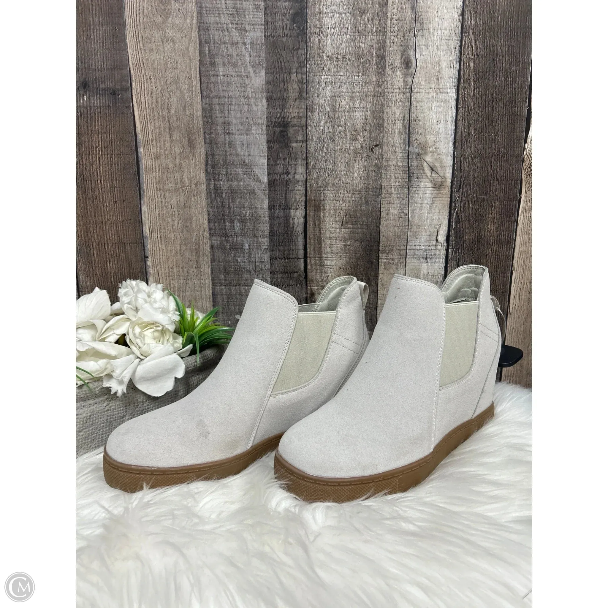 Unusual Ankle Boots Boots Ankle Heels By Cme In Tan, Size: 9