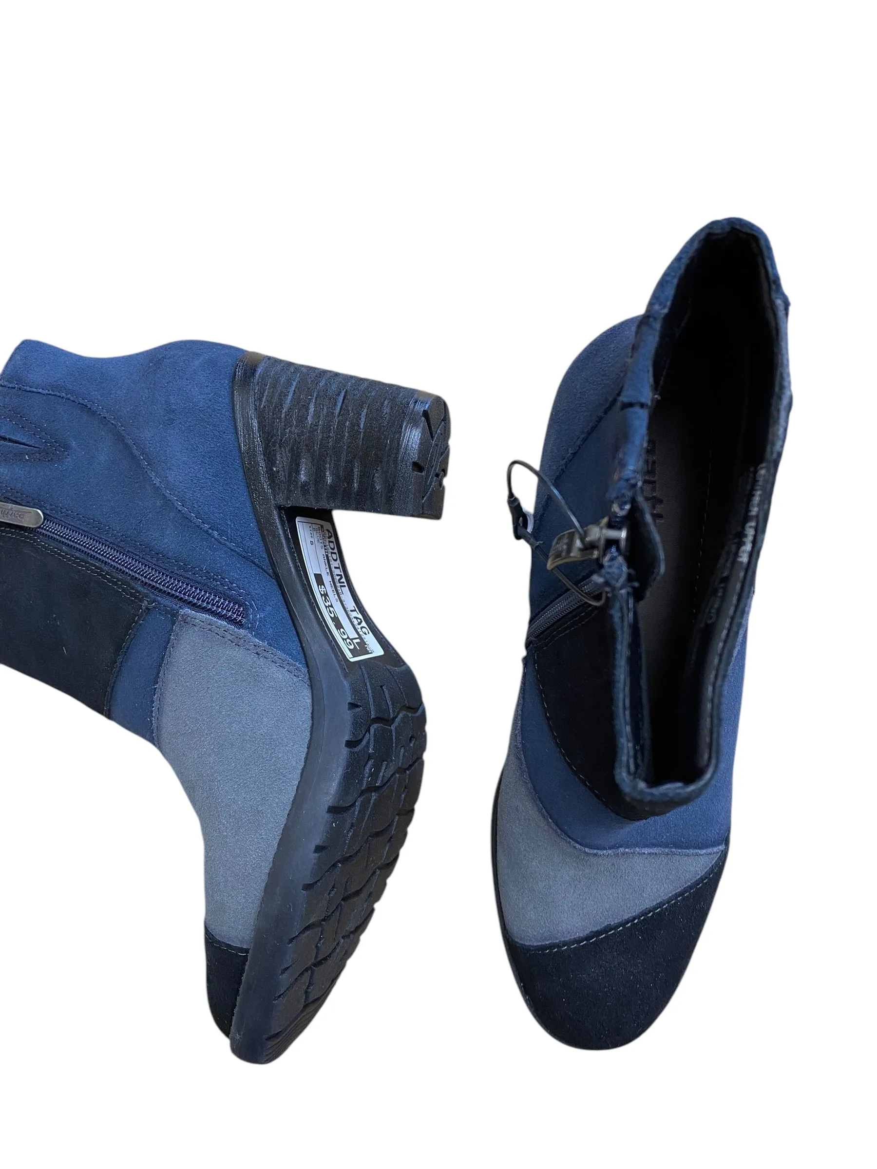 Boots Ankle Heels By Earth In Blue, Size: 8 Leather Hiker Ankle Boots