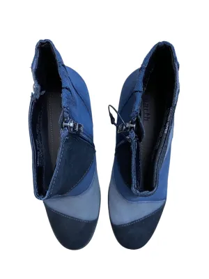 Boots Ankle Heels By Earth In Blue, Size: 8 Croc Ankle Boots