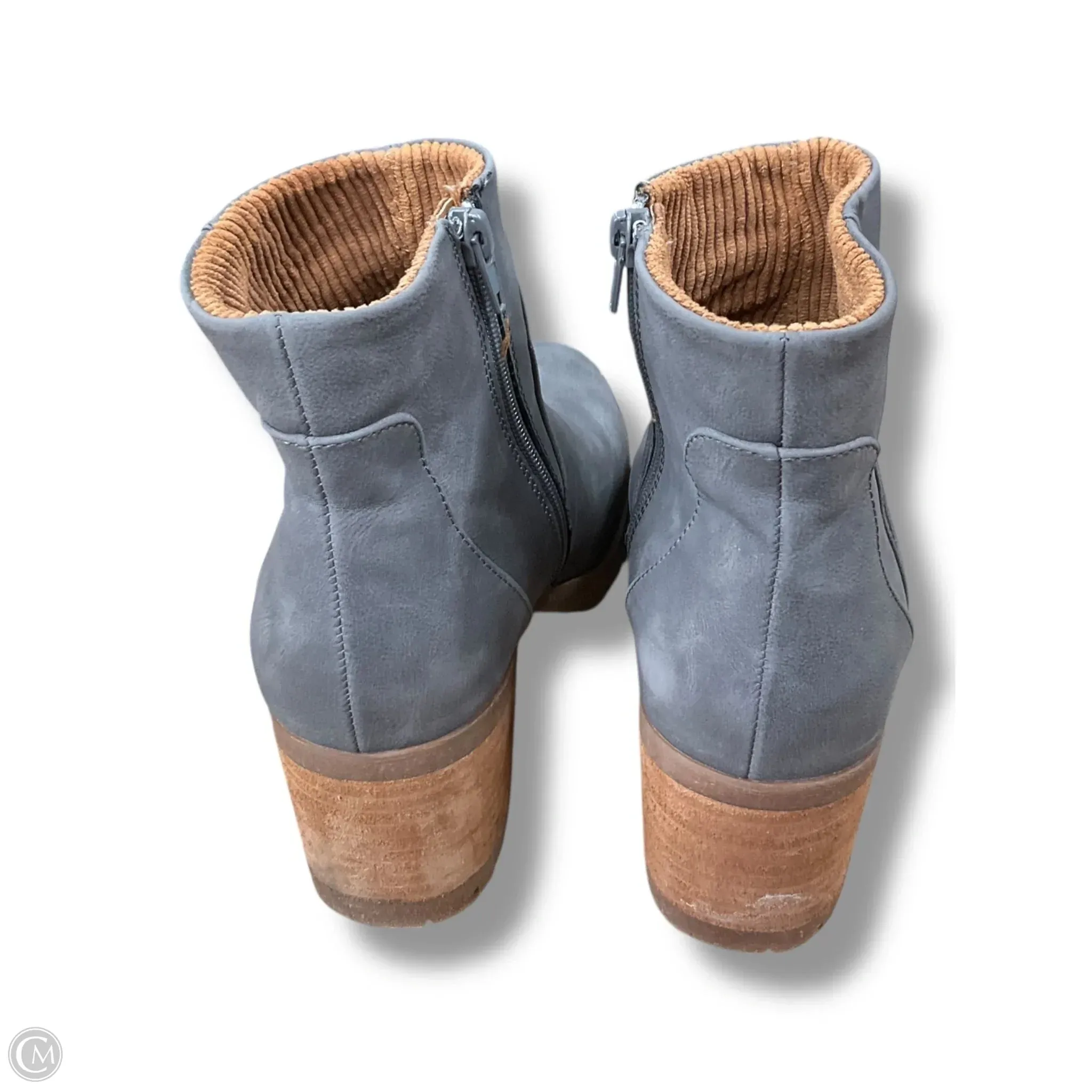 Stacked Heel Ankle Boots Boots Ankle Heels By Korks In Grey, Size: 8