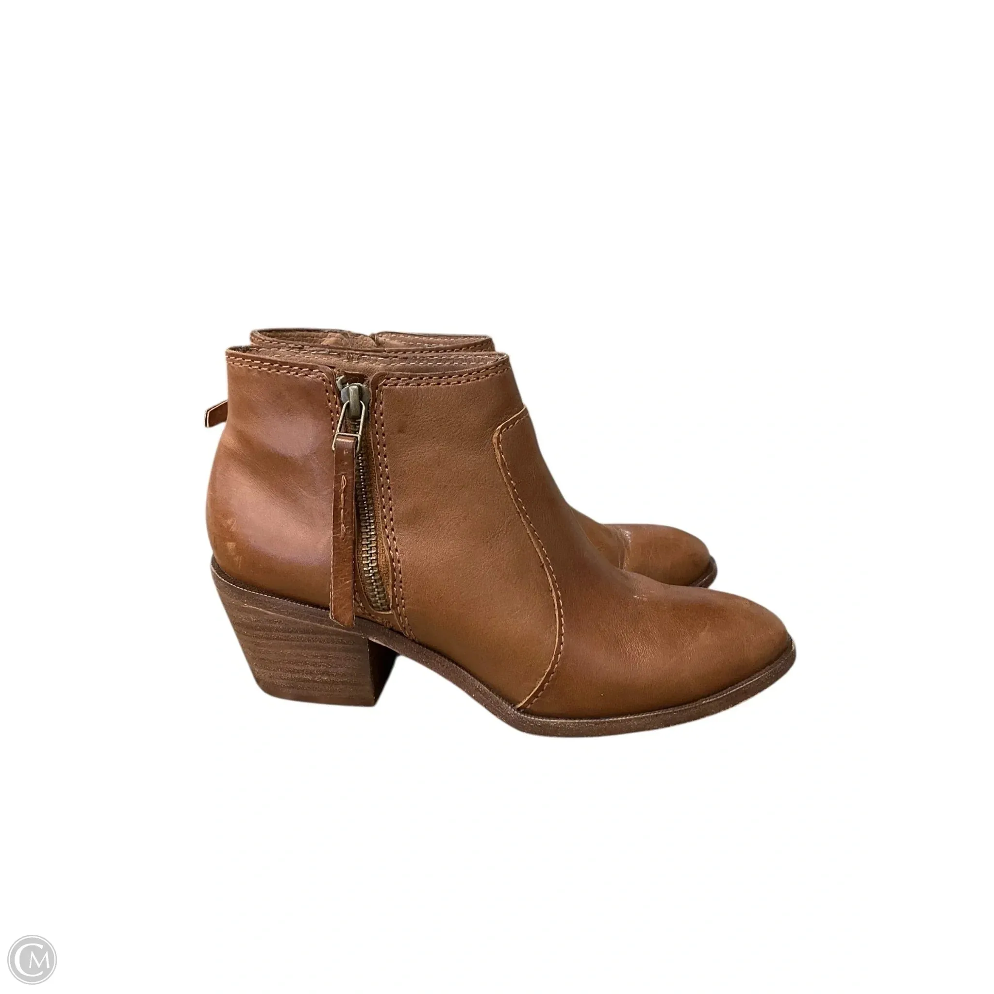 Sam Edelman Ankle Boots Leather Boots Ankle Heels By Madewell In Tan, Size: 7.5