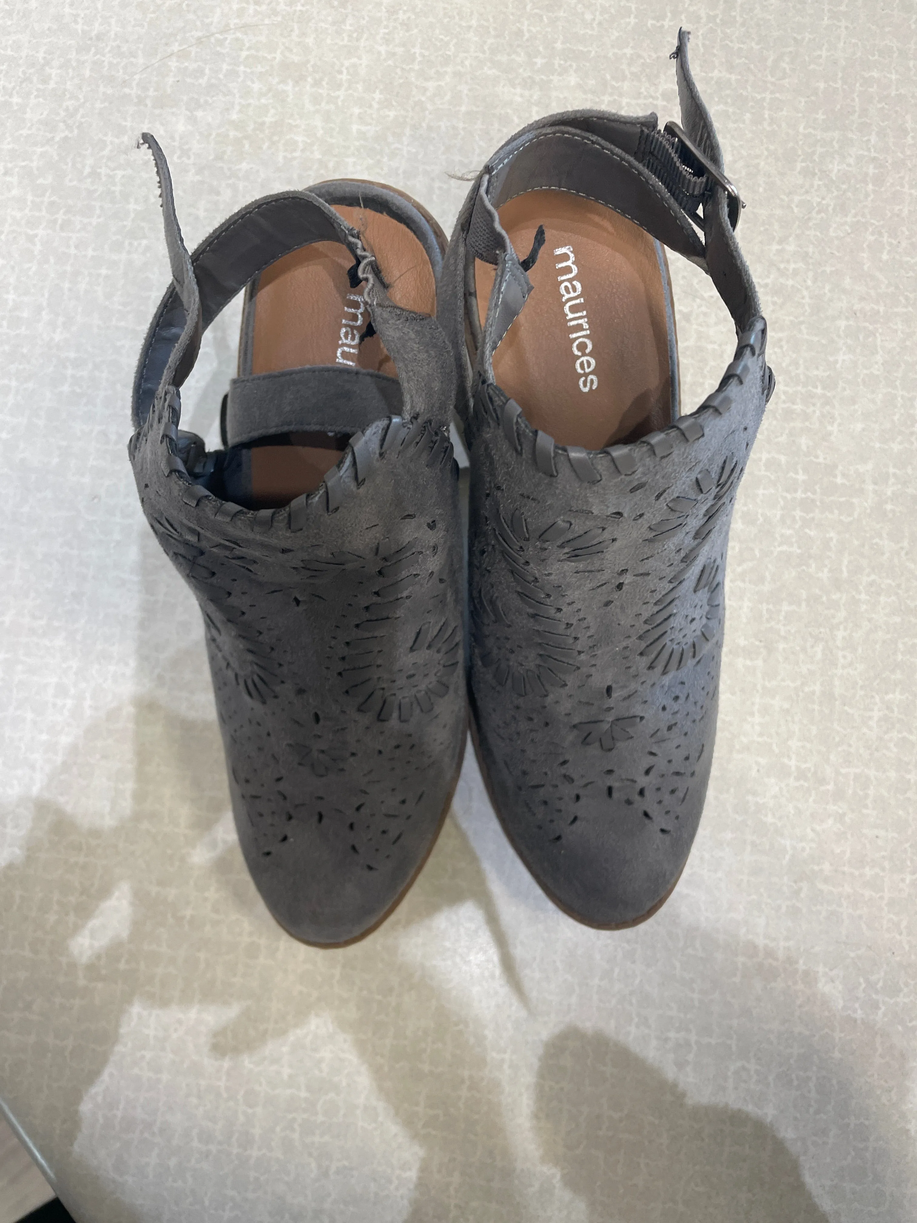 Boots Ankle Heels By Maurices In Grey, Size: 7 Ankle Boots With Metal Trim