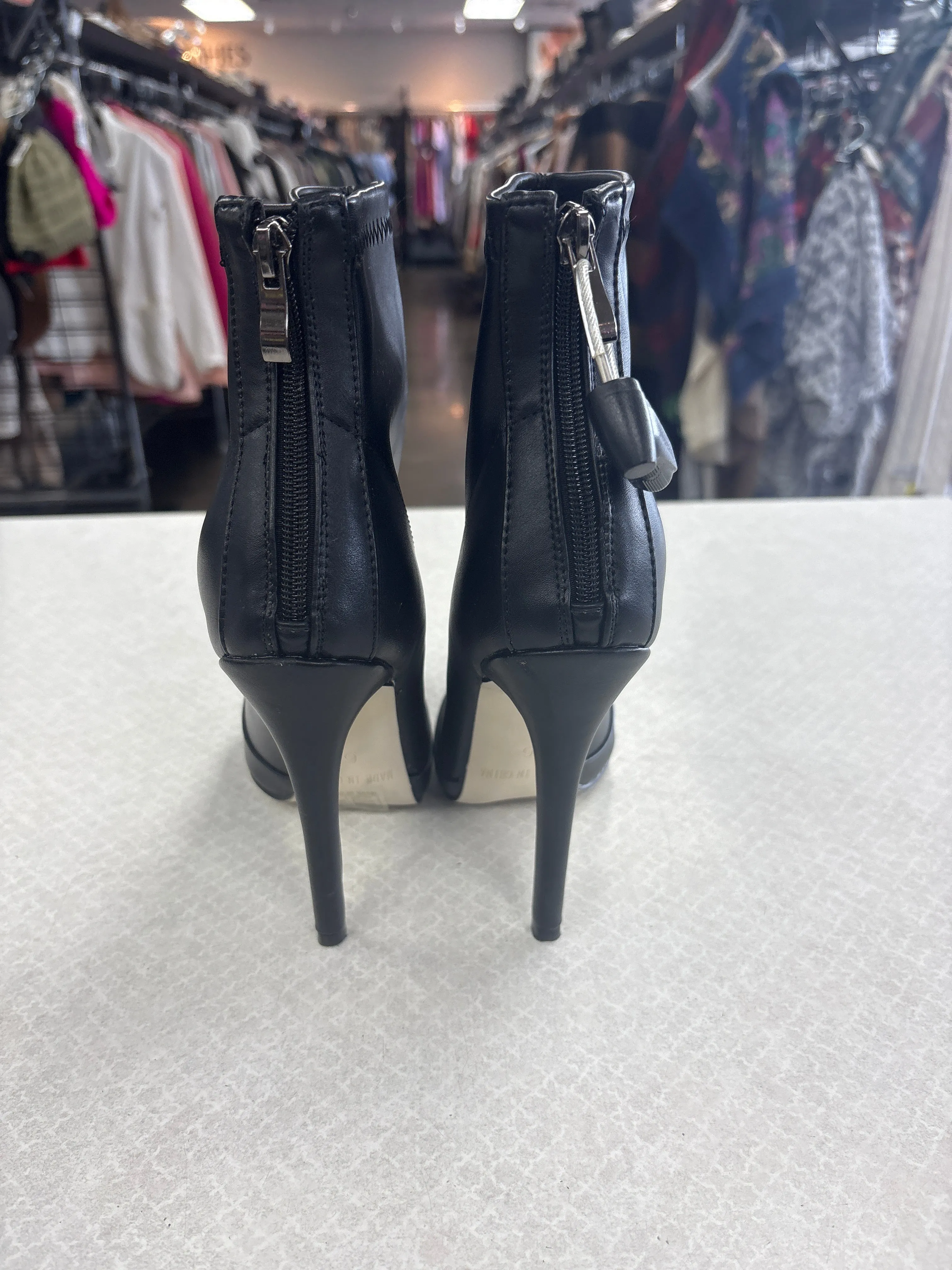 BOOTS ANKLE HEELS by PRETTY LITTLE THING In BLACK, Size: 6 Dark Brown Ankle Boots With Heel