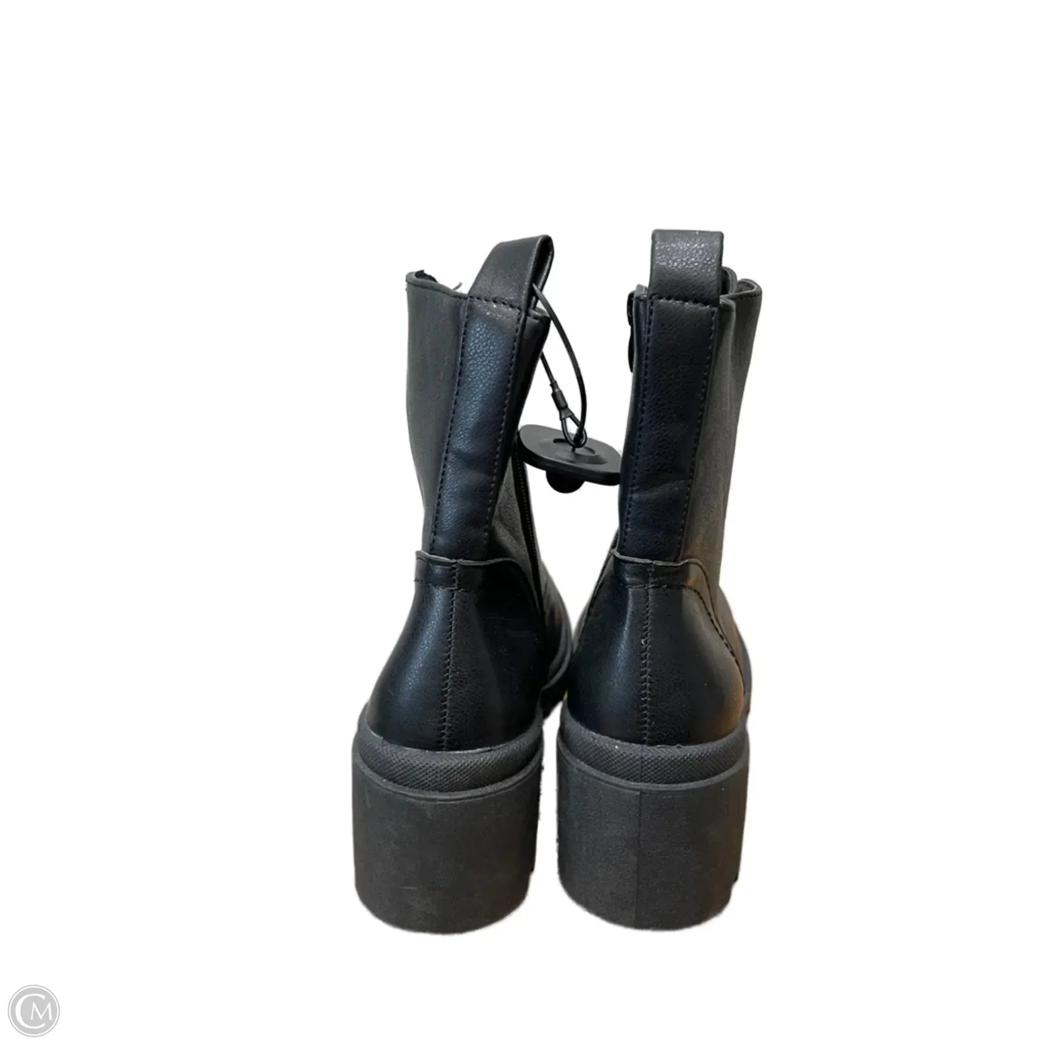 Sock Style Heeled Ankle Boots With Lug Soles Boots Ankle Heels By Report In Black, Size: 7
