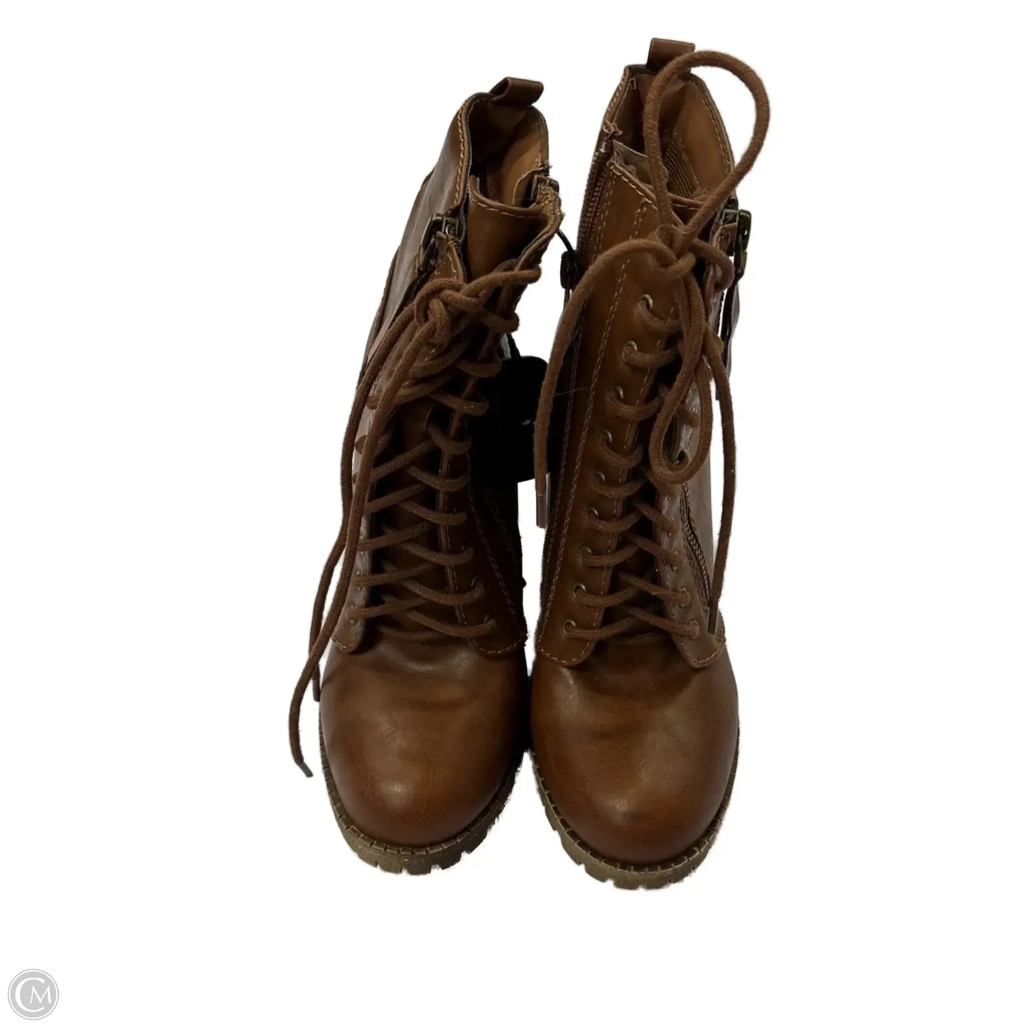 Ankle Boots With Gold Boots Ankle Heels By Soda In Brown, Size: 7