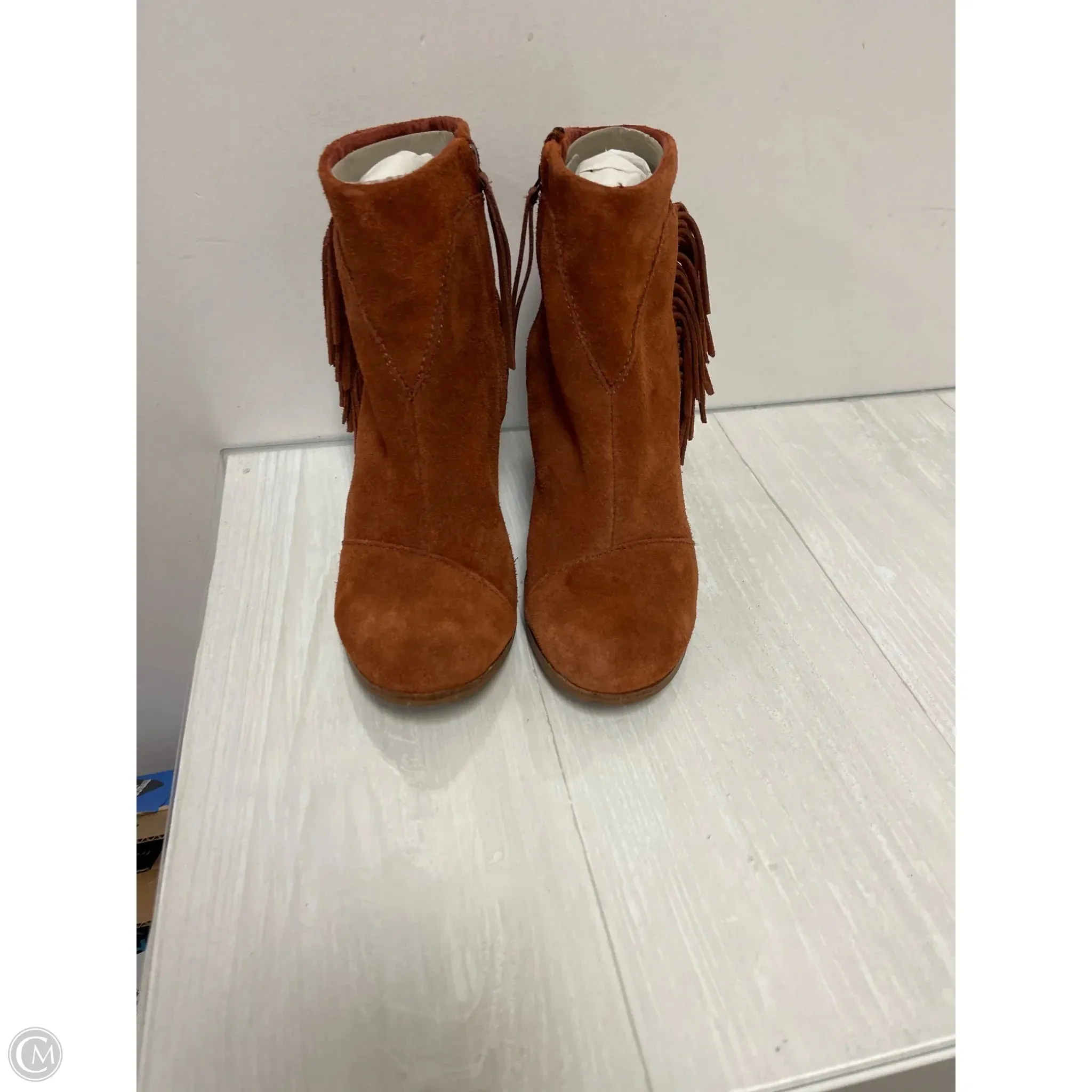 Boots Ankle Heels By Toms In Orange, Size: 10 High Ankle Boots In India