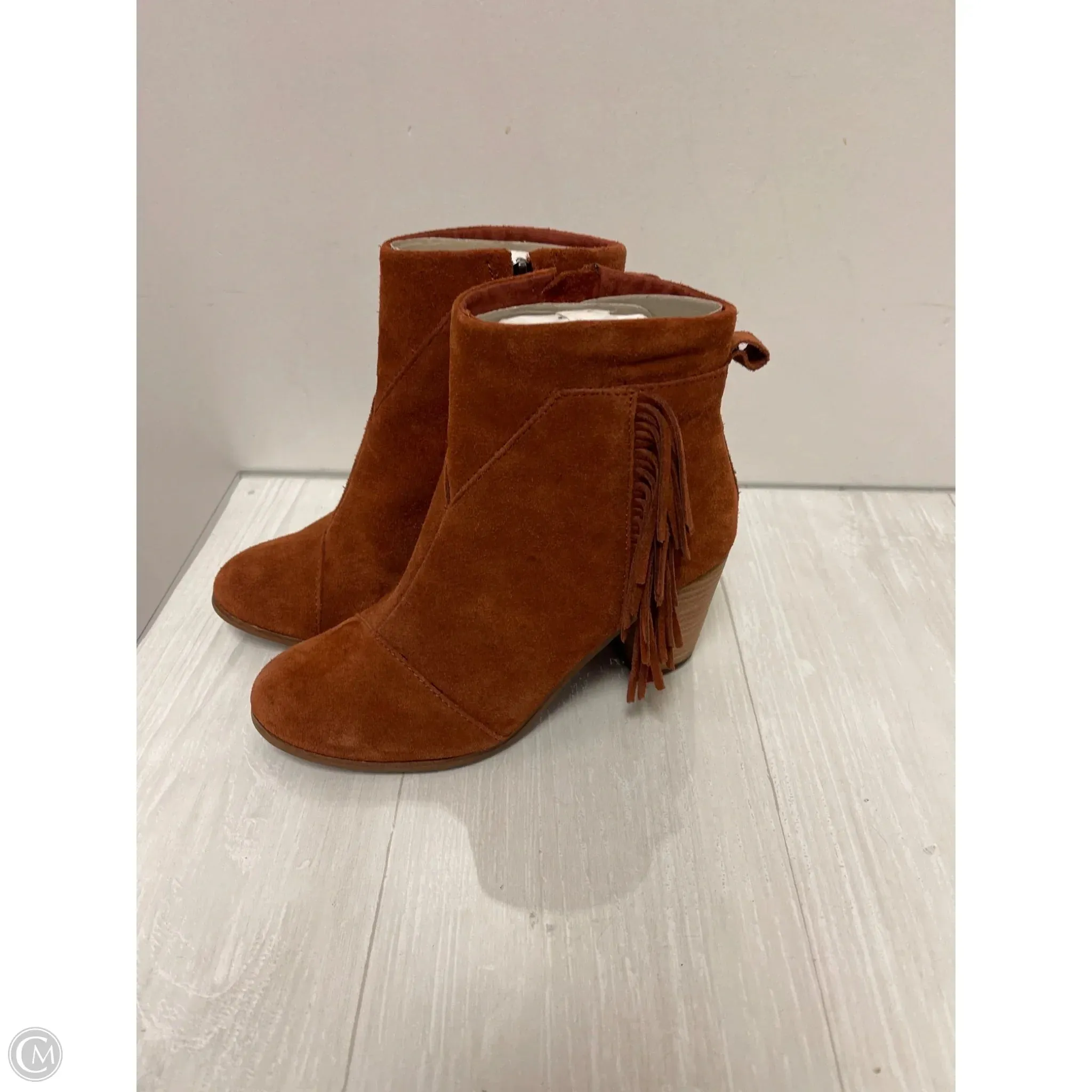 Boots Ankle Heels By Toms In Orange, Size: 10 Motorcycle Ankle Boots