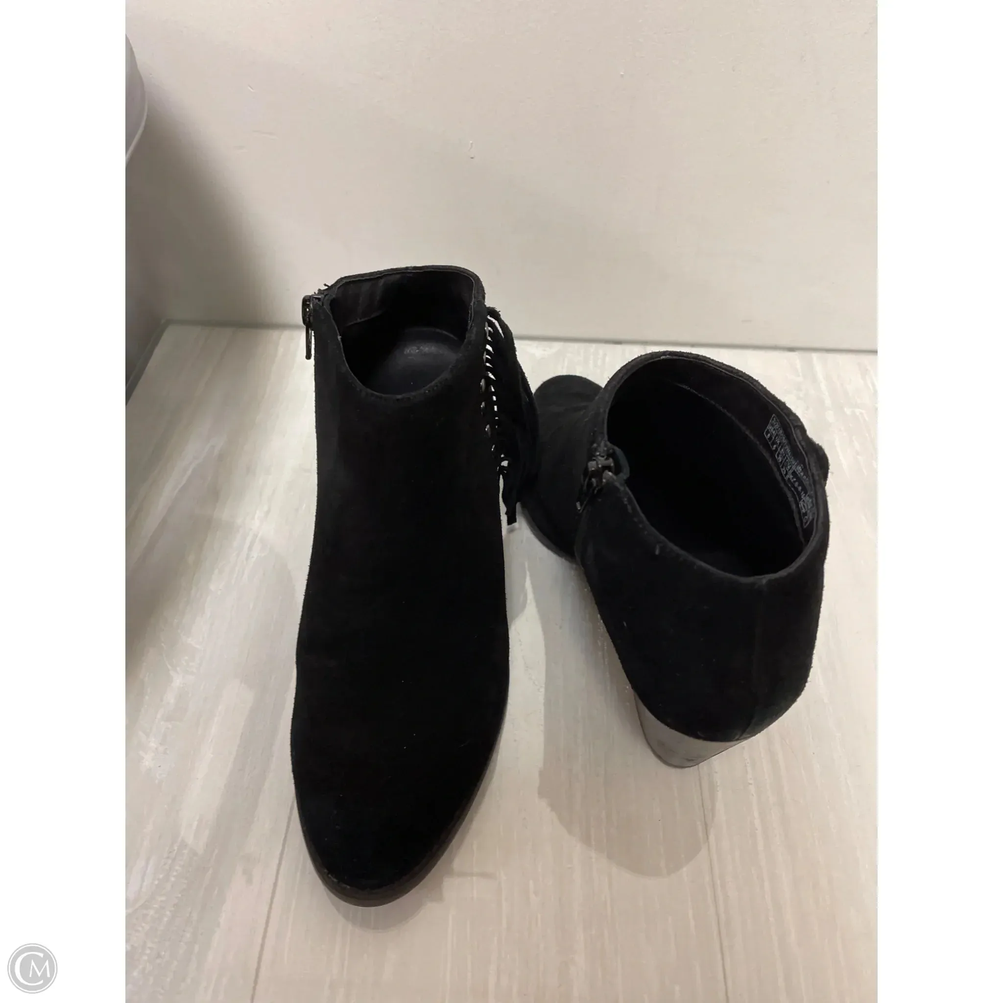 Leather Lace-up Ankle Boots Boots Ankle Heels By Vionic In Black, Size: 8