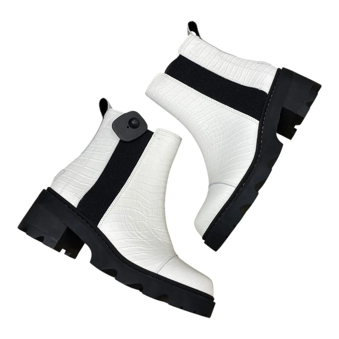 Kitten Heel Over Knee Boots Boots Designer By Sorel In Black & White, Size:10