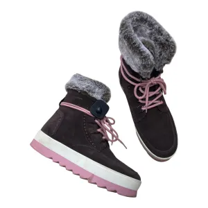 Fur Lined Boots Boots Snow By Cmc In Brown & Pink, Size:9