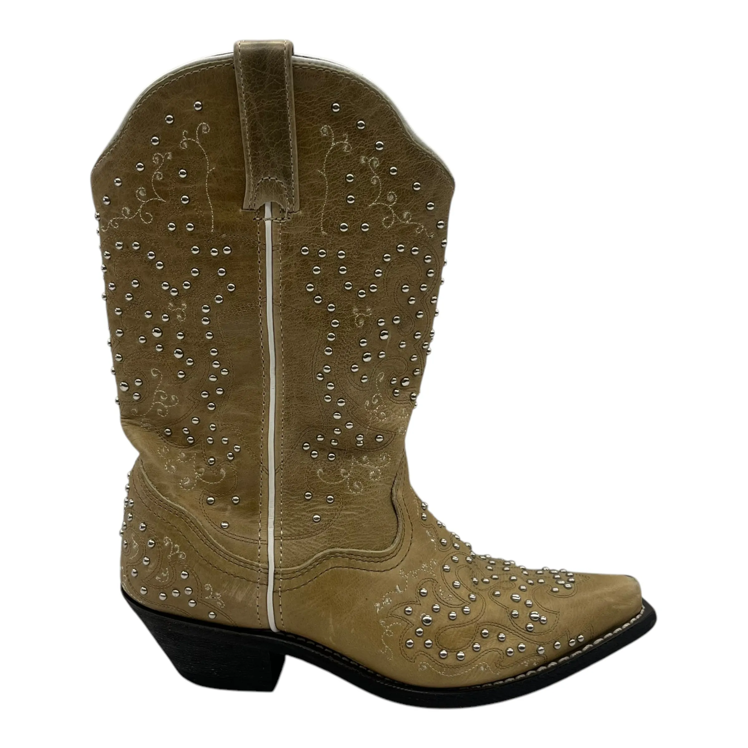 Tall Kitten Heel Boots Boots Western By Clothes Mentor In Beige, Size:7