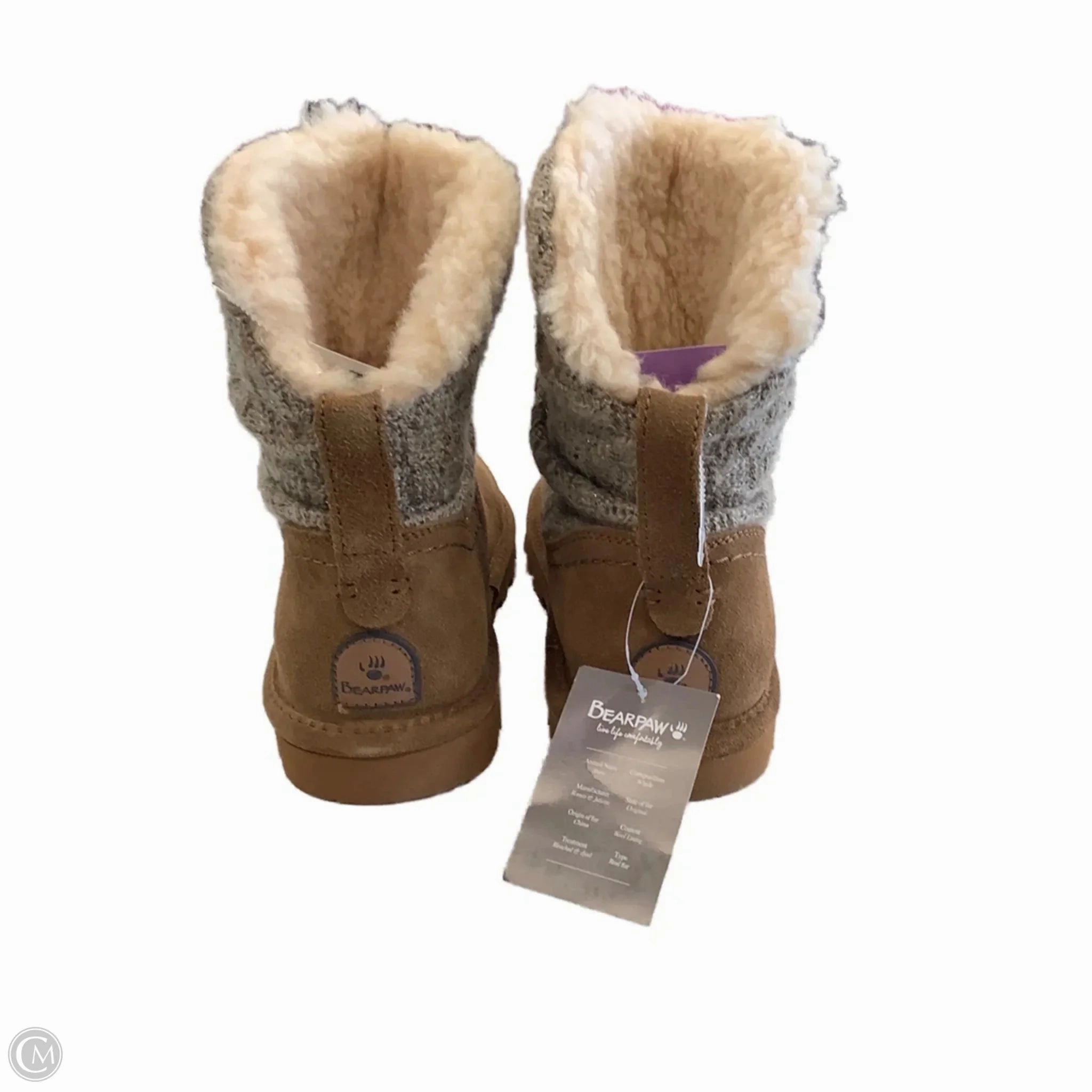 Ankle Boots Peep Toe Boots Ankle Flats By Bearpaw In Brown, Size: 11